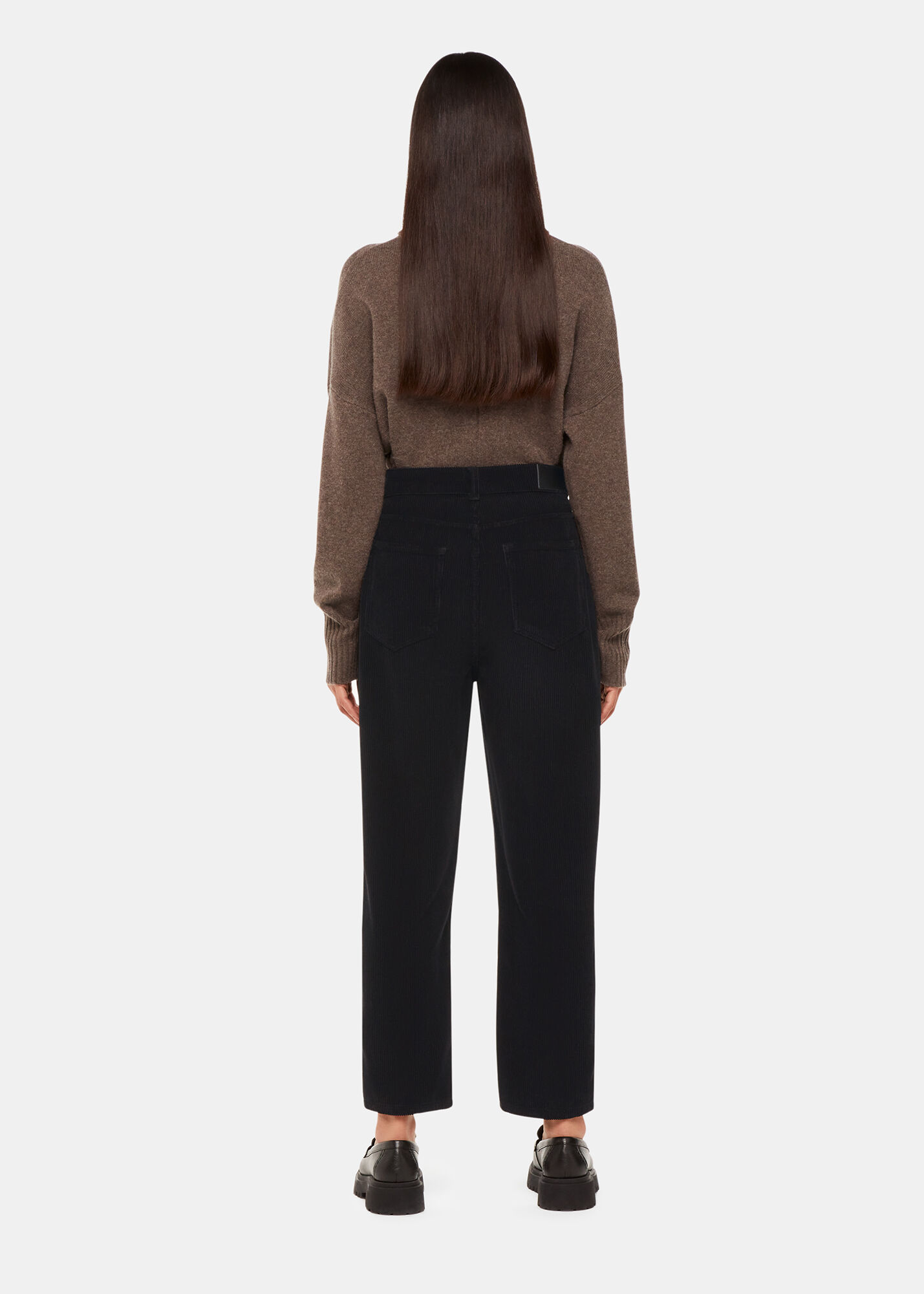 Black High Waist Cord Barrel Jean 