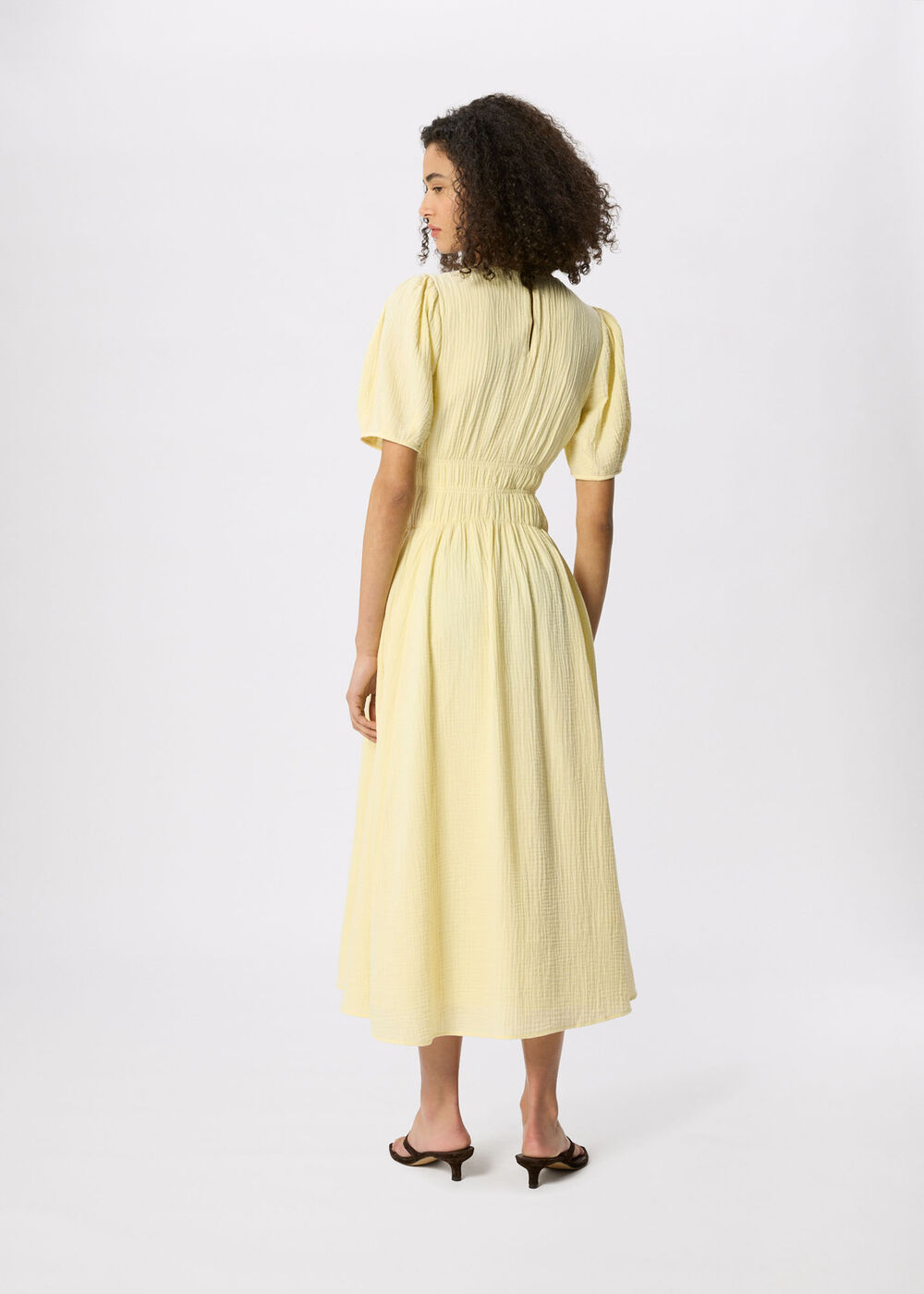 Petite Gathered Textured Midi Dress