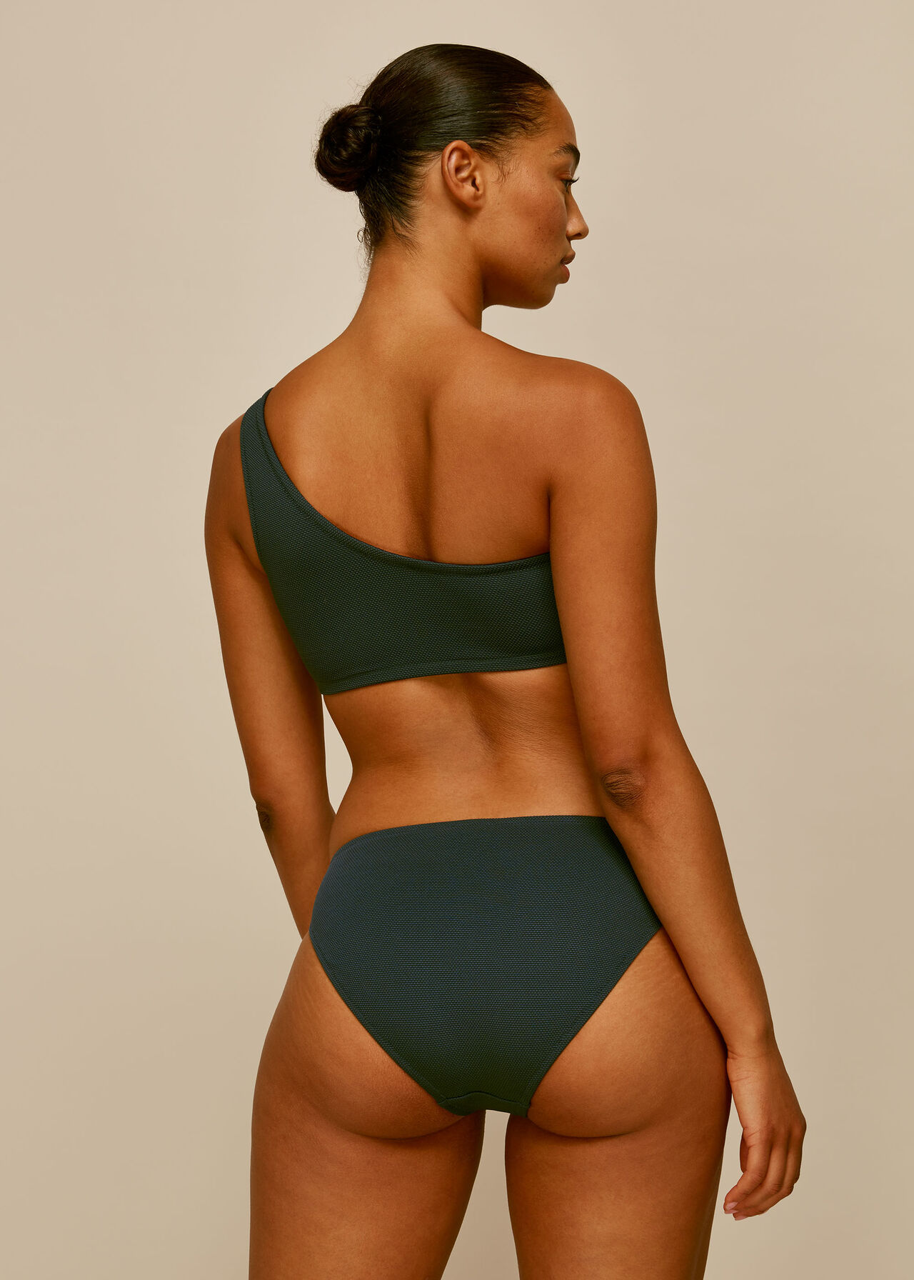 Textured Bikini Bottom Dark Green