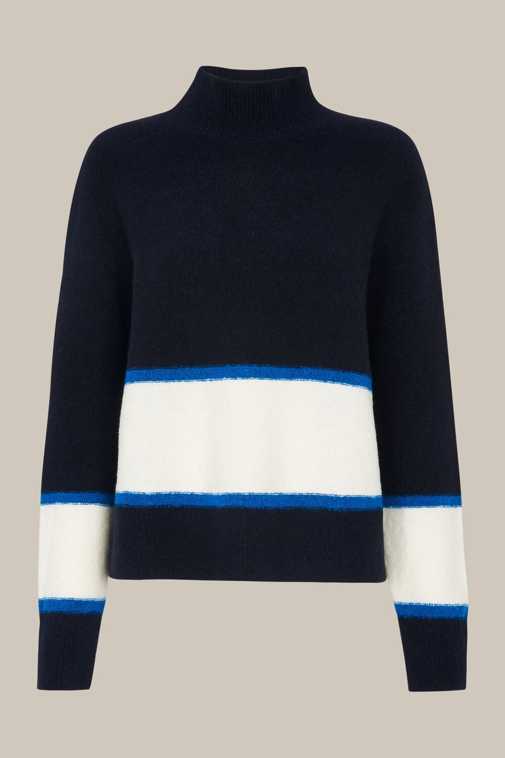Colour Block Funnel Neck Knit