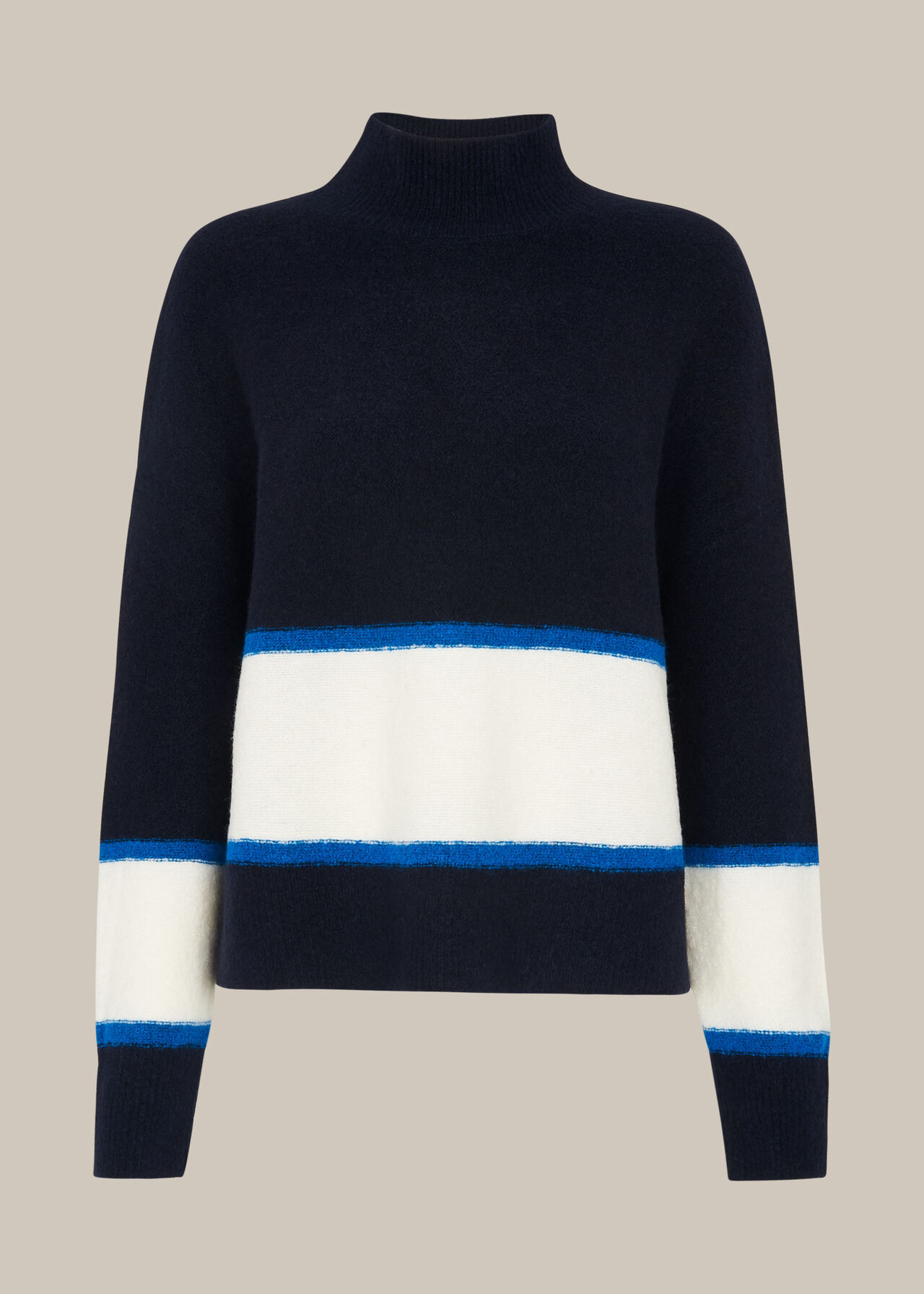 Colour Block Funnel Neck Knit