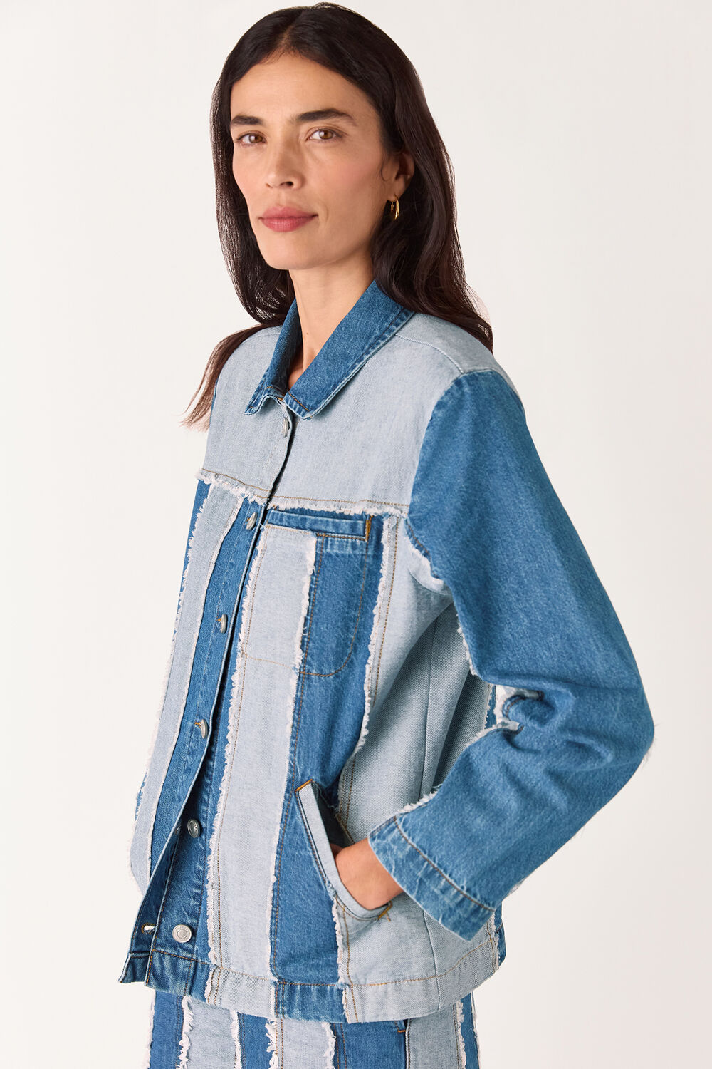 Denim Vertical Stripe Jacket