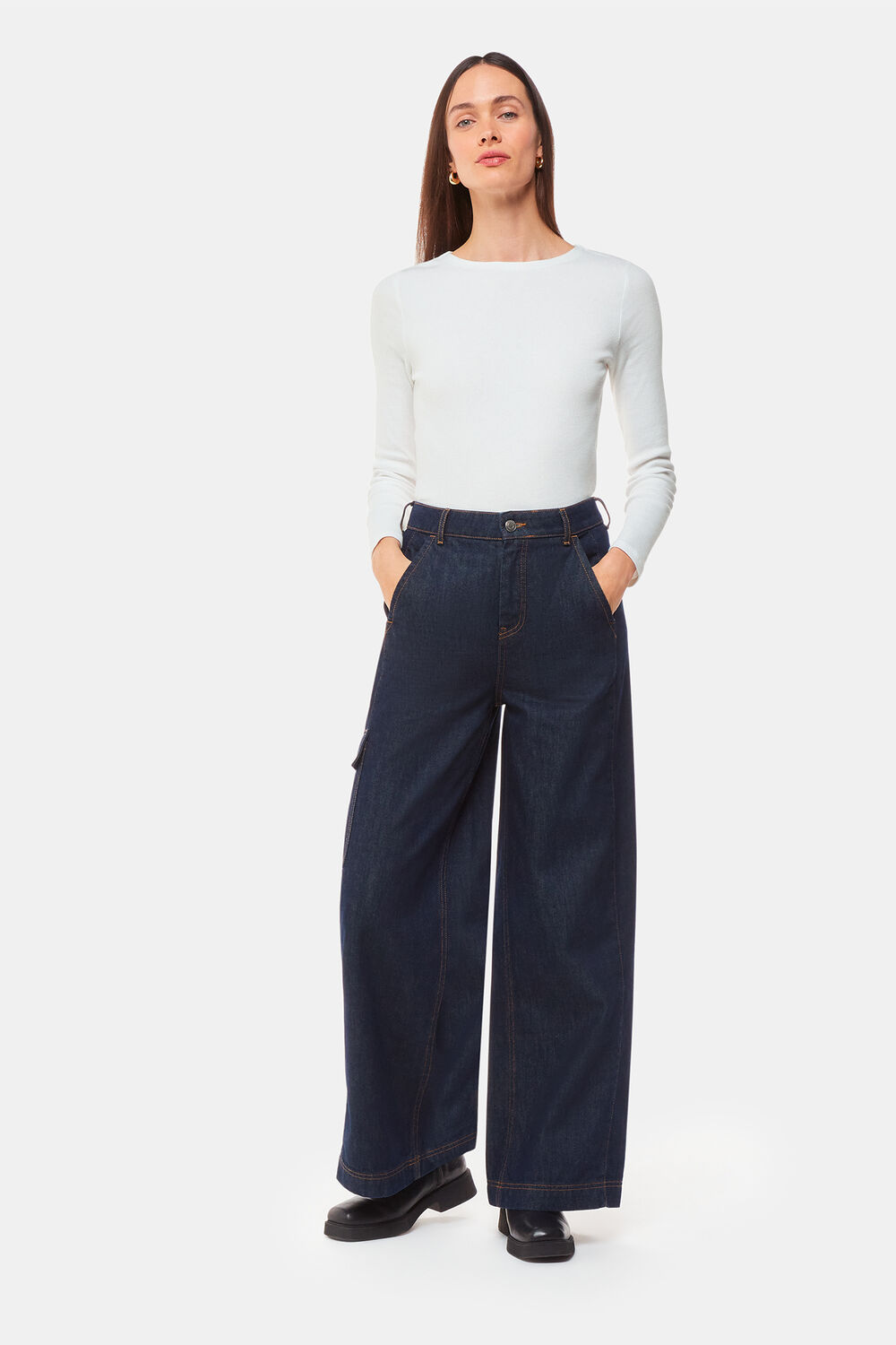 High Neck Long Sleeve Rib Top