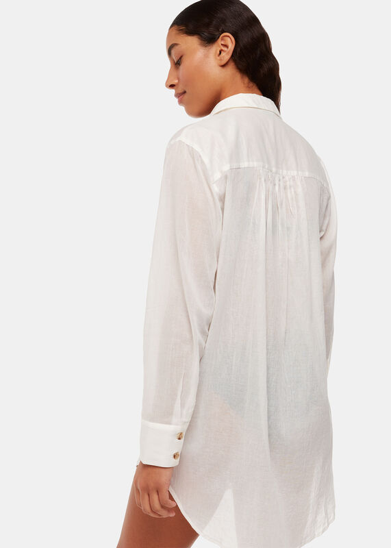 White Longline Beach Shirt