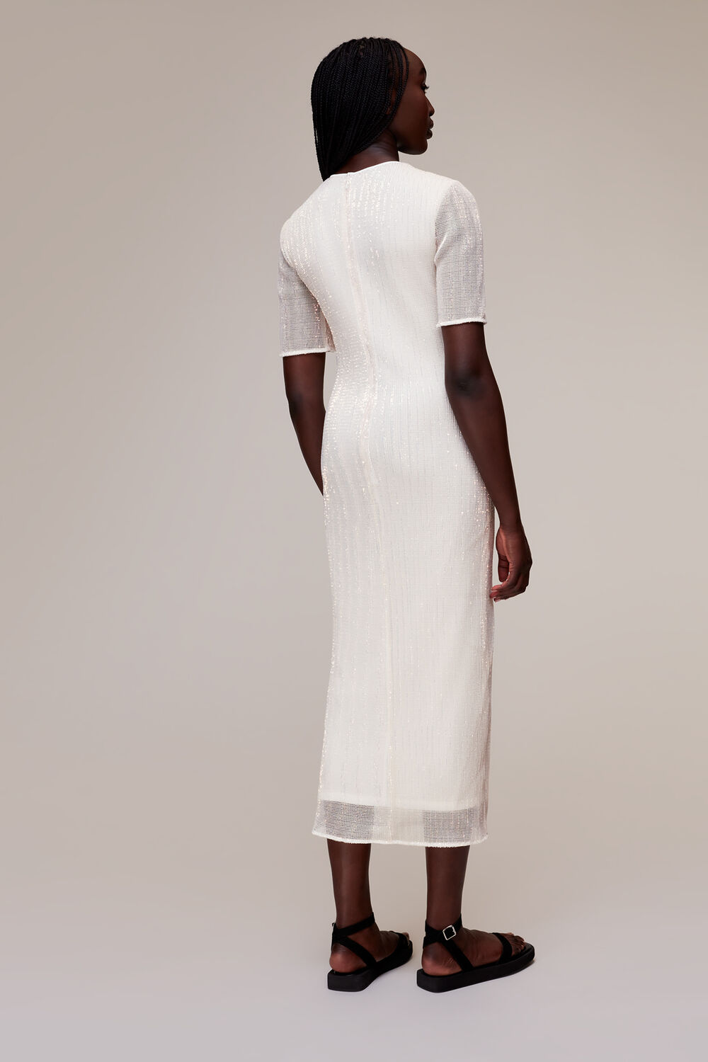 Keyhole Sequin Midi Dress