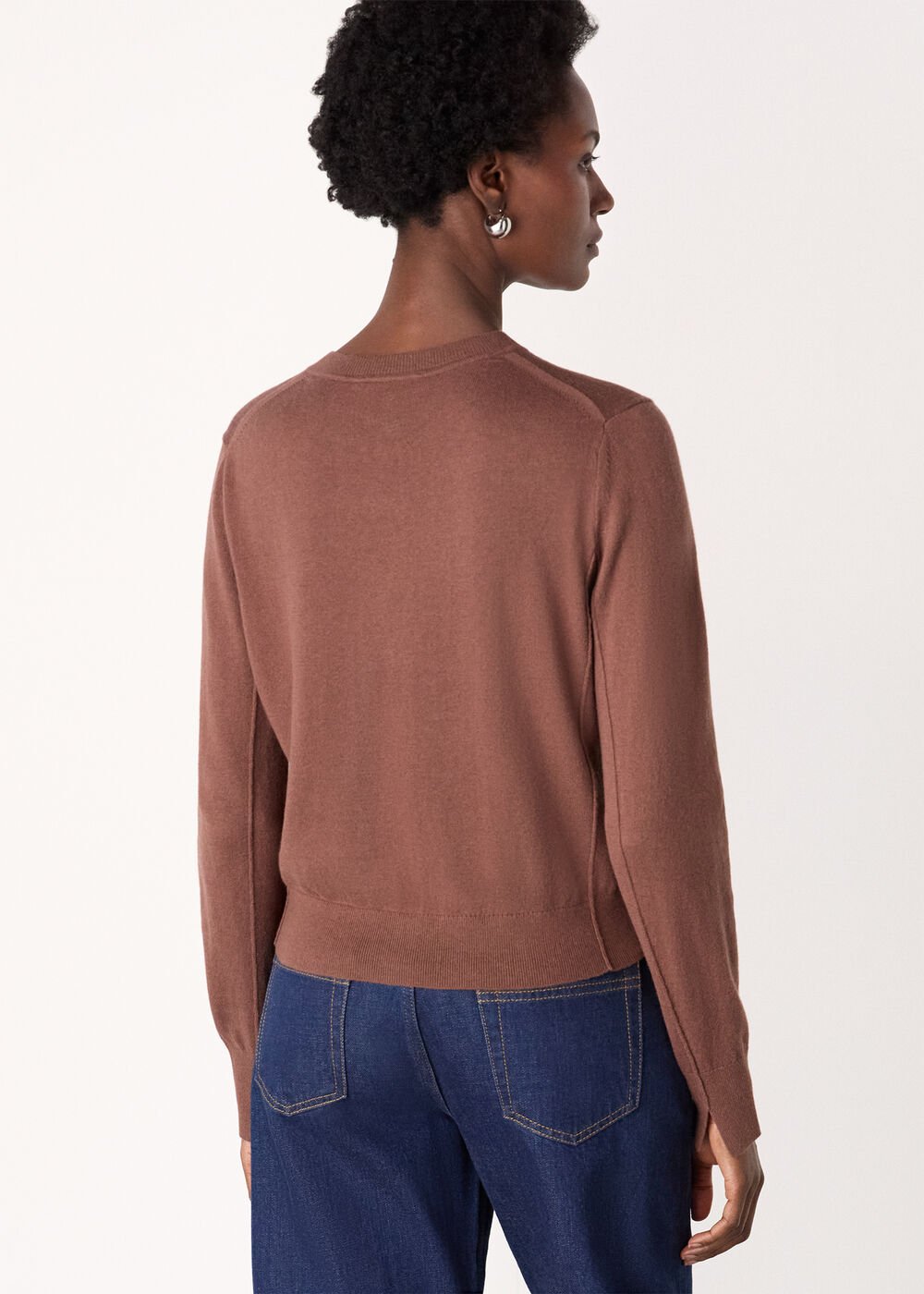 Fine Gauge Crew Neck Cardigan