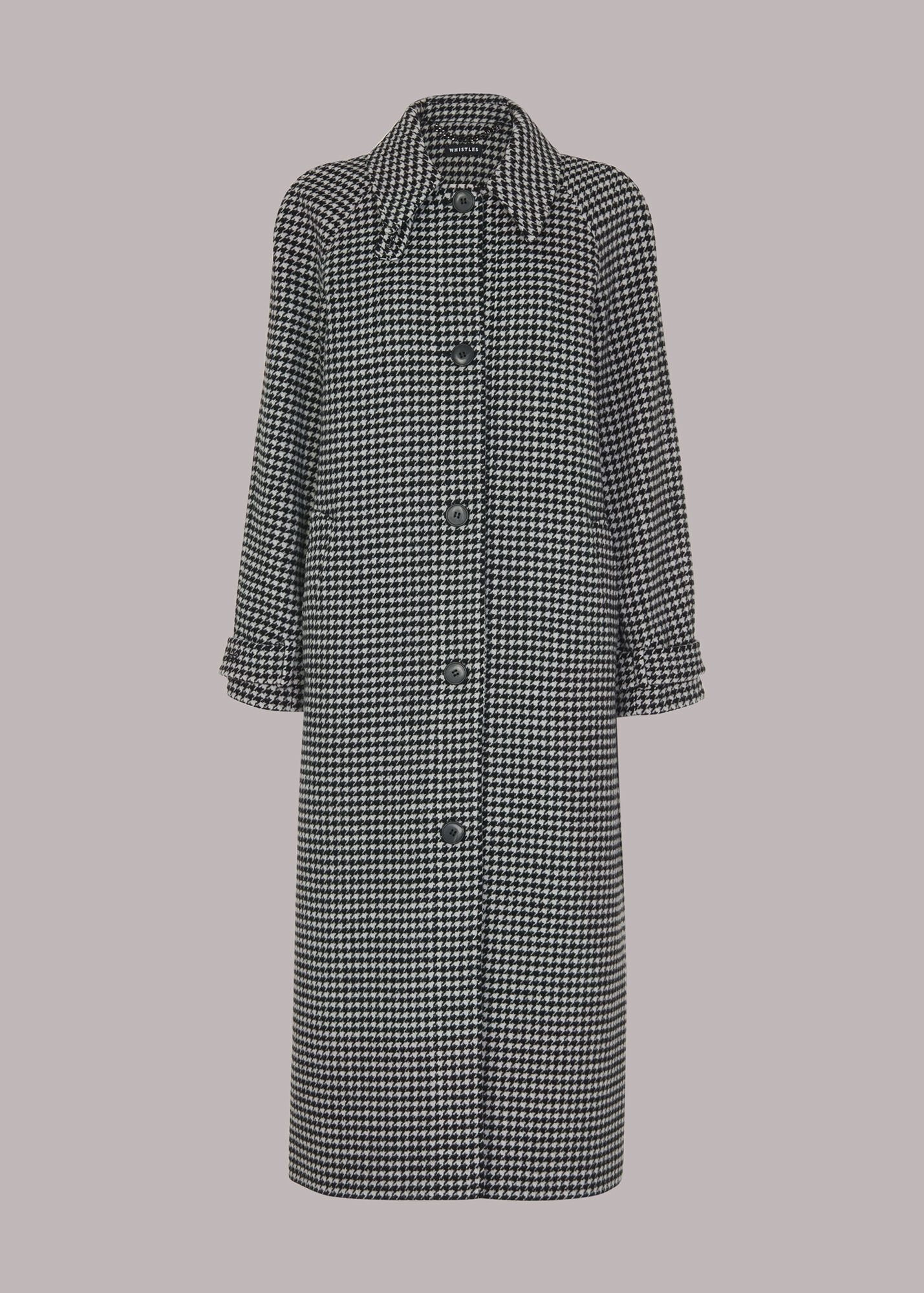 Black/White Isobel Wool Dogtooth Coat WHISTLES