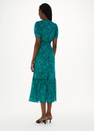 Diagonal Snake Shirred Dress