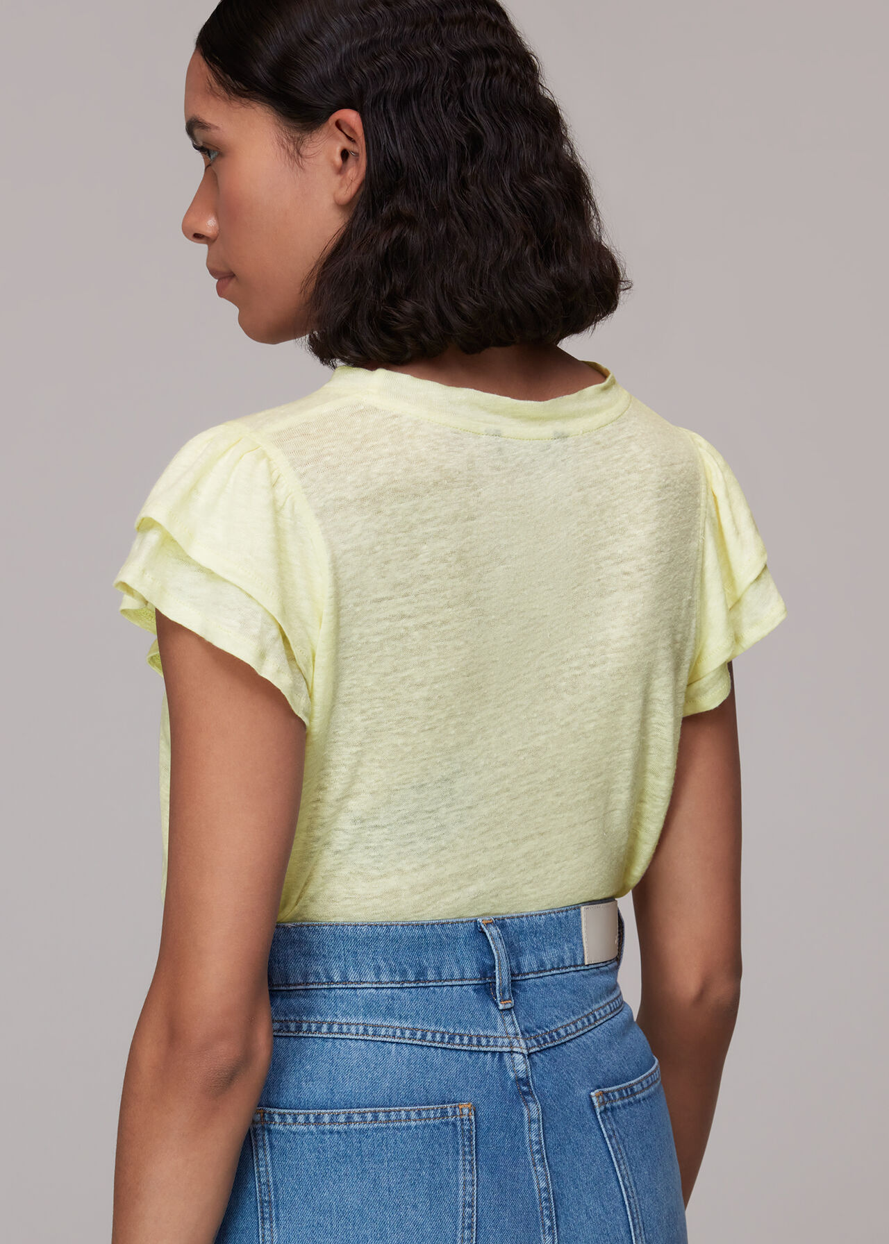 Laura Linen Frill Sleeve Top