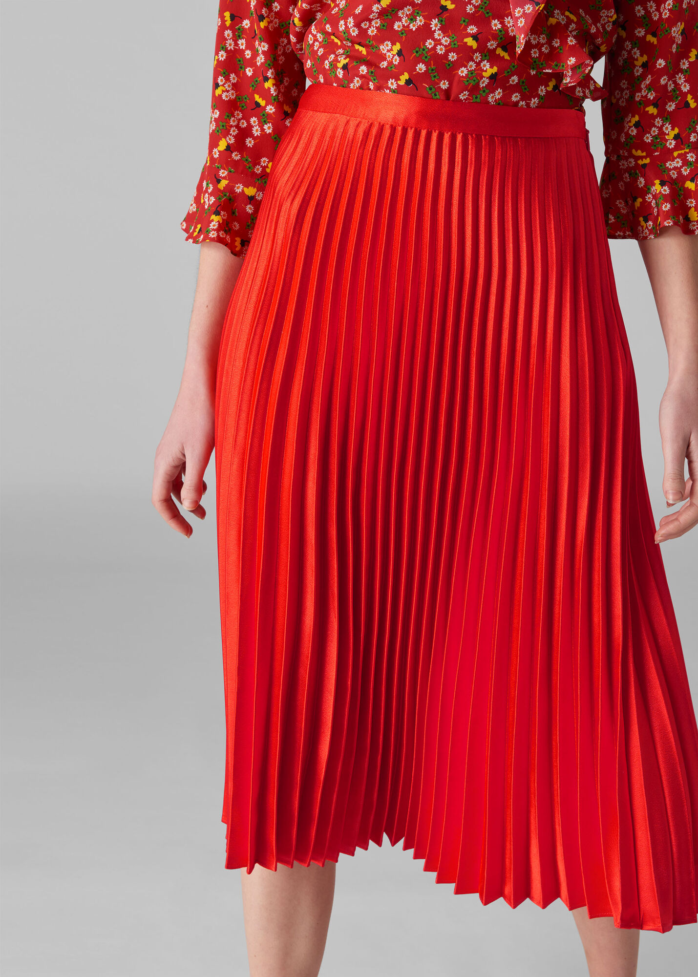 Flame Satin Pleated Skirt | WHISTLES