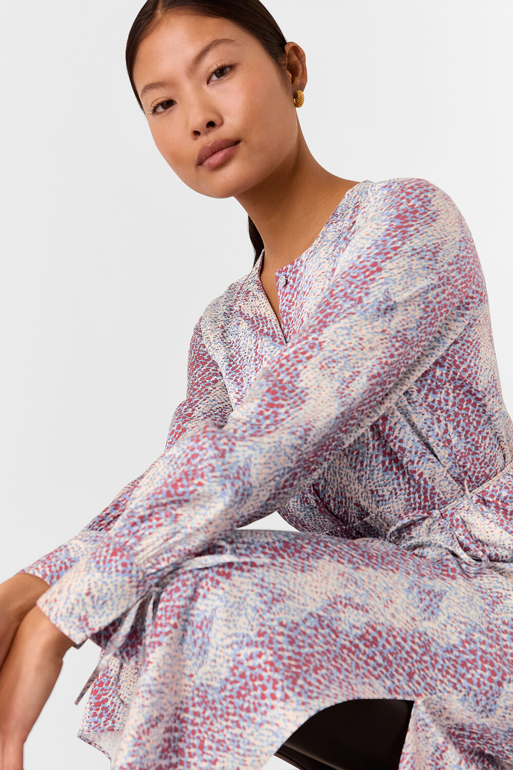 Multicolour Petite Mottled Snake Print Midi Dress