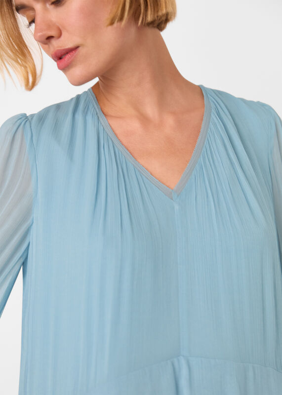 Pale Blue Frill Boho Mini Dress