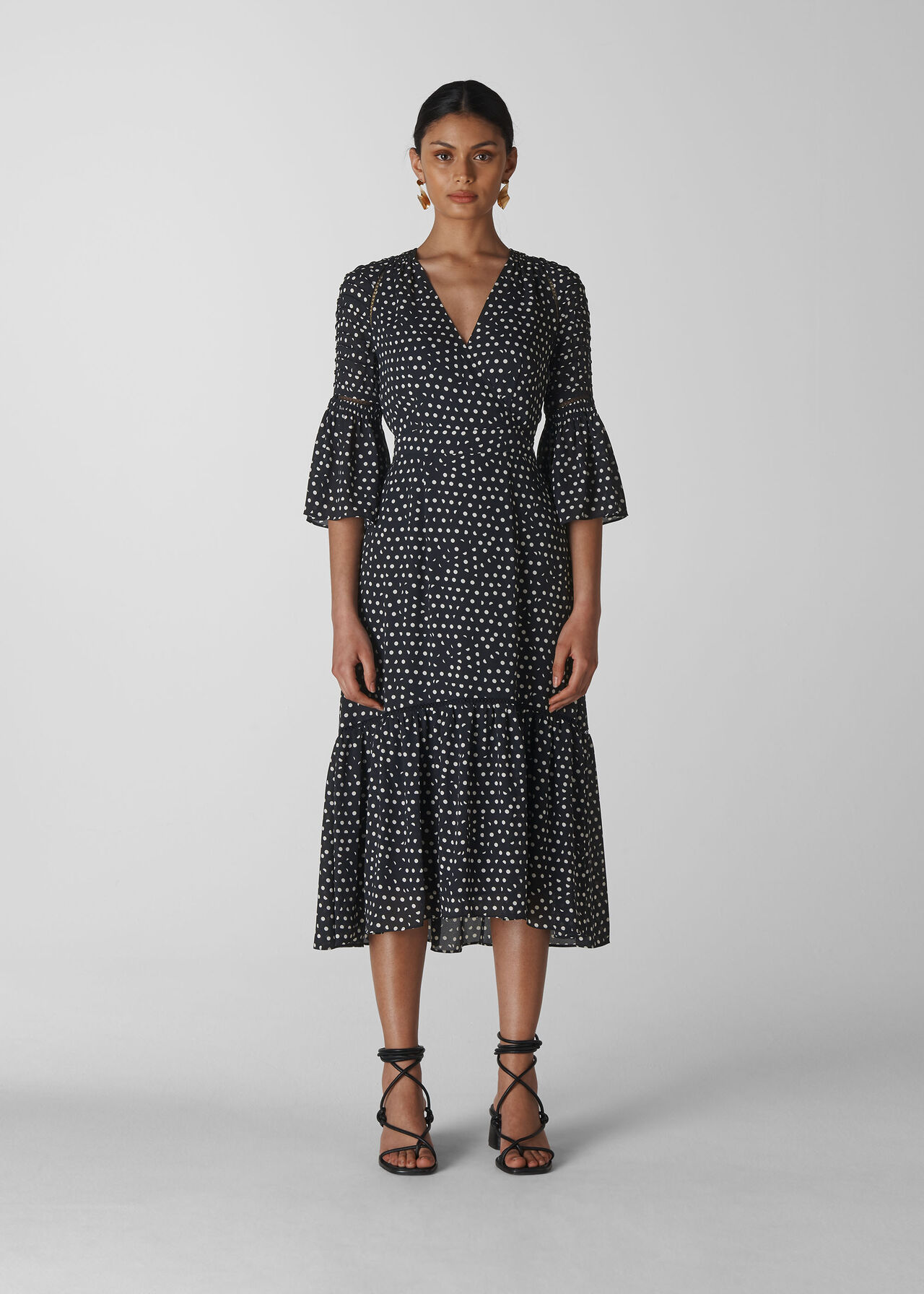 Advika Spot Midi Dress Navy/Multi