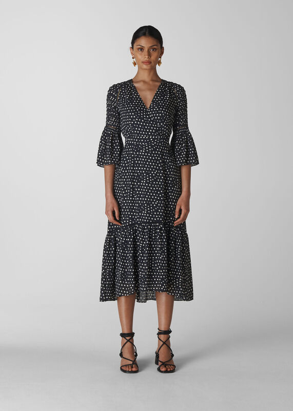 Advika Spot Midi Dress