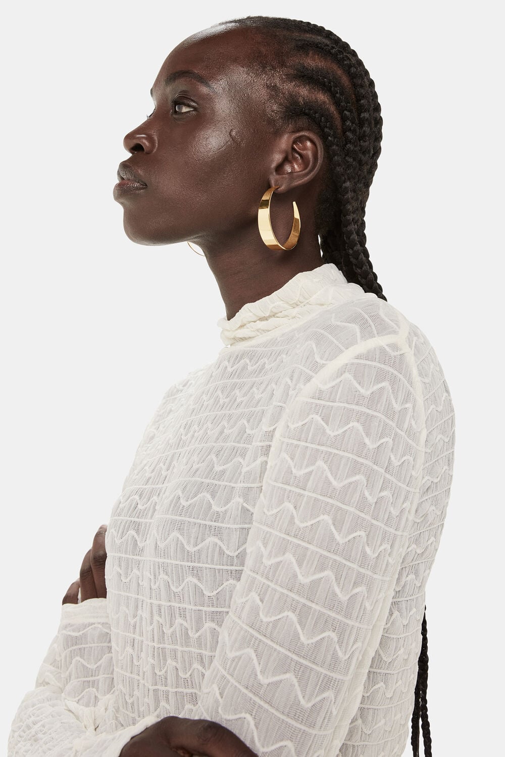 Large Flat Stud Hoop Earring