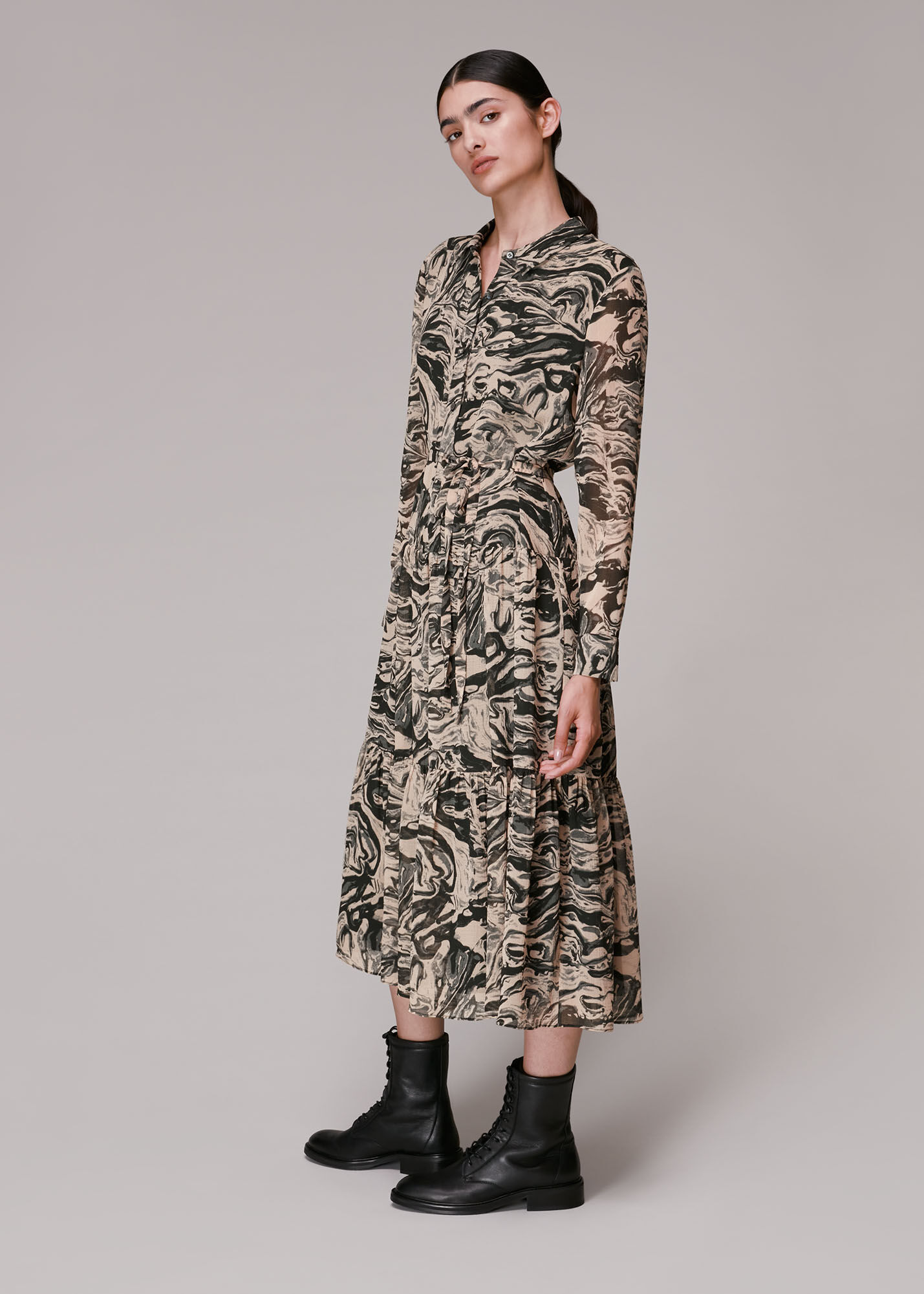 Whistles crane 2024 print shirt dress