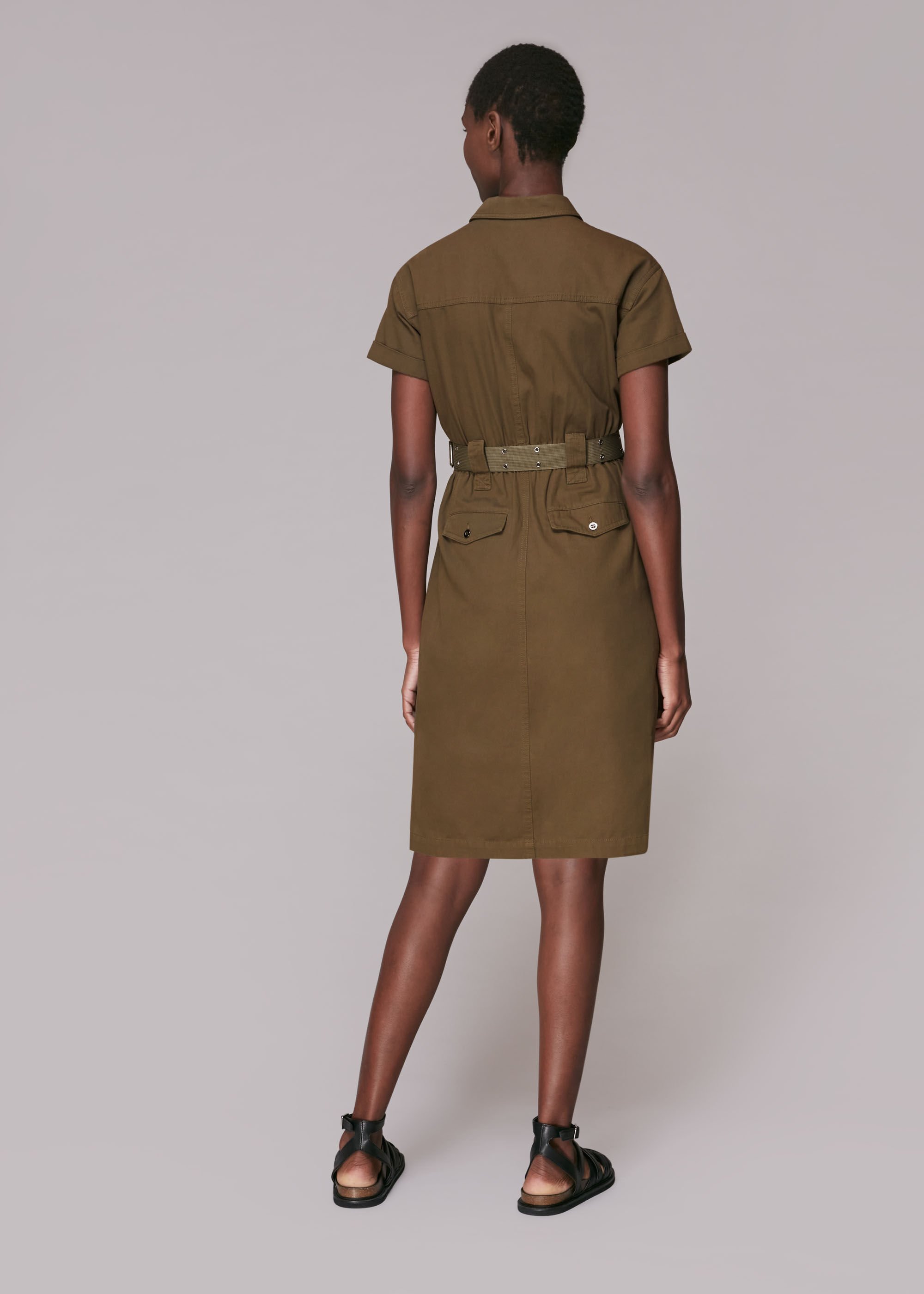 Khaki Asymmetric Utility Dress WHISTLES