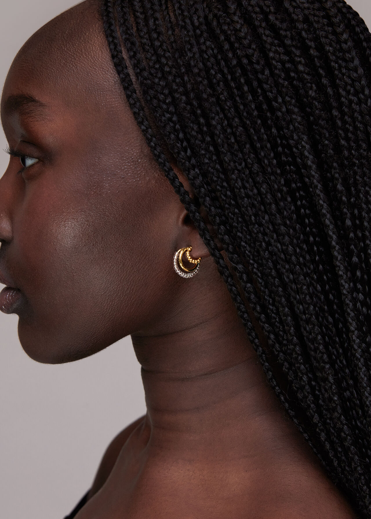 Beaded Triple Hoop Earring
