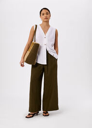 Petite Elasticated Linen Crop Trouser