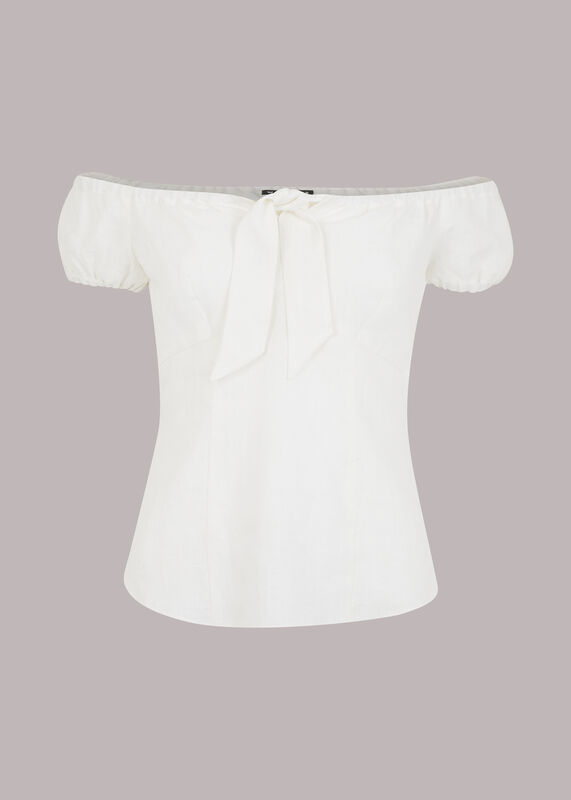 Off Shoulder Tie Front Top