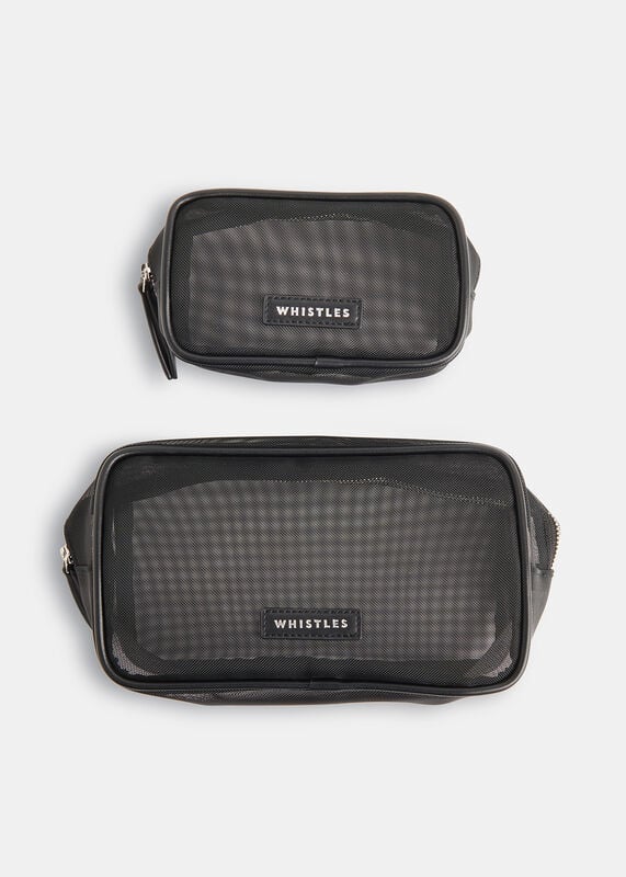 Black Mesh Wash Bag Set