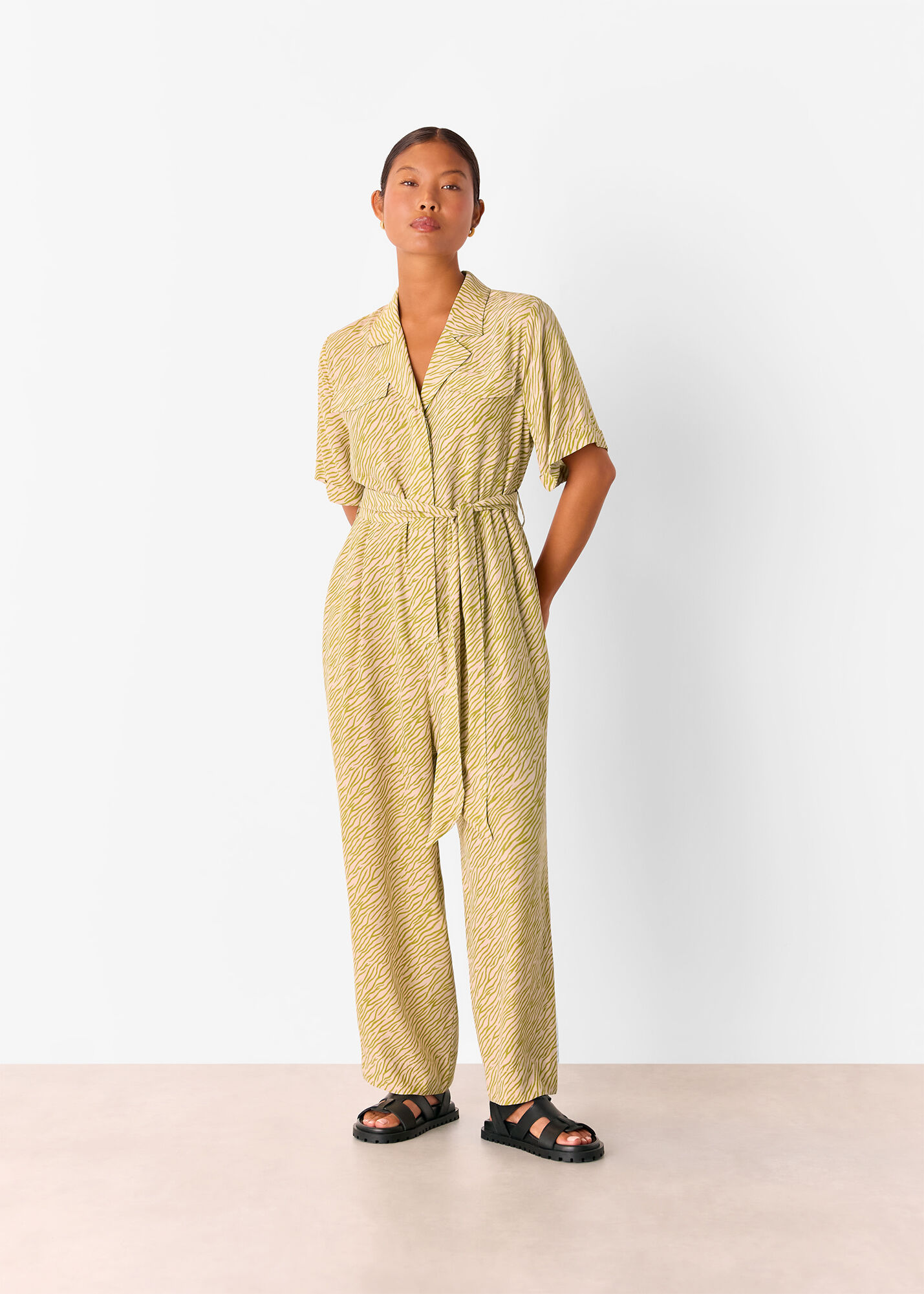 Green/Multi Petite Kelly Tiger Flame Jumpsuit | WHISTLES