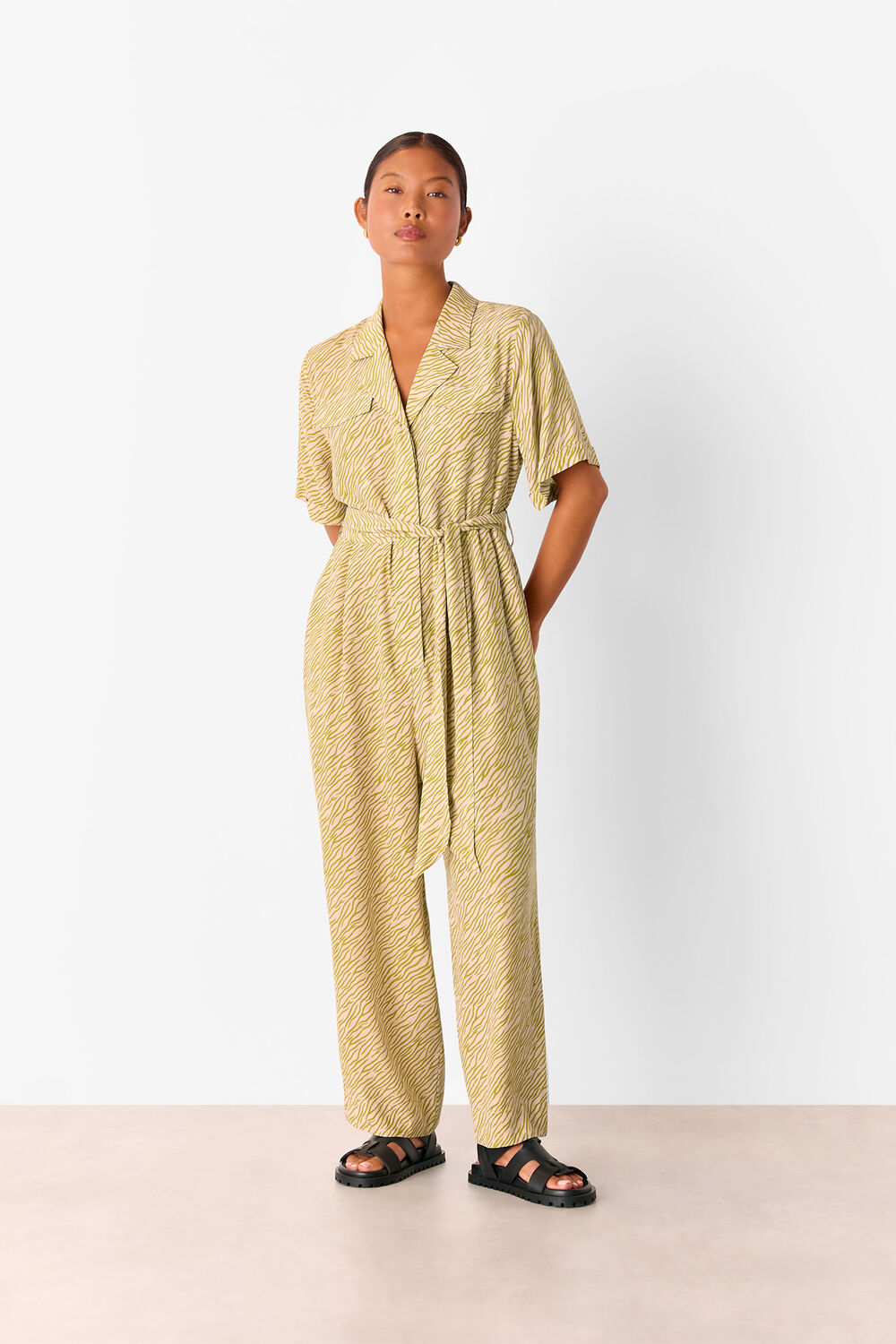 Green Petite Kelly Tiger Flame Jumpsuit