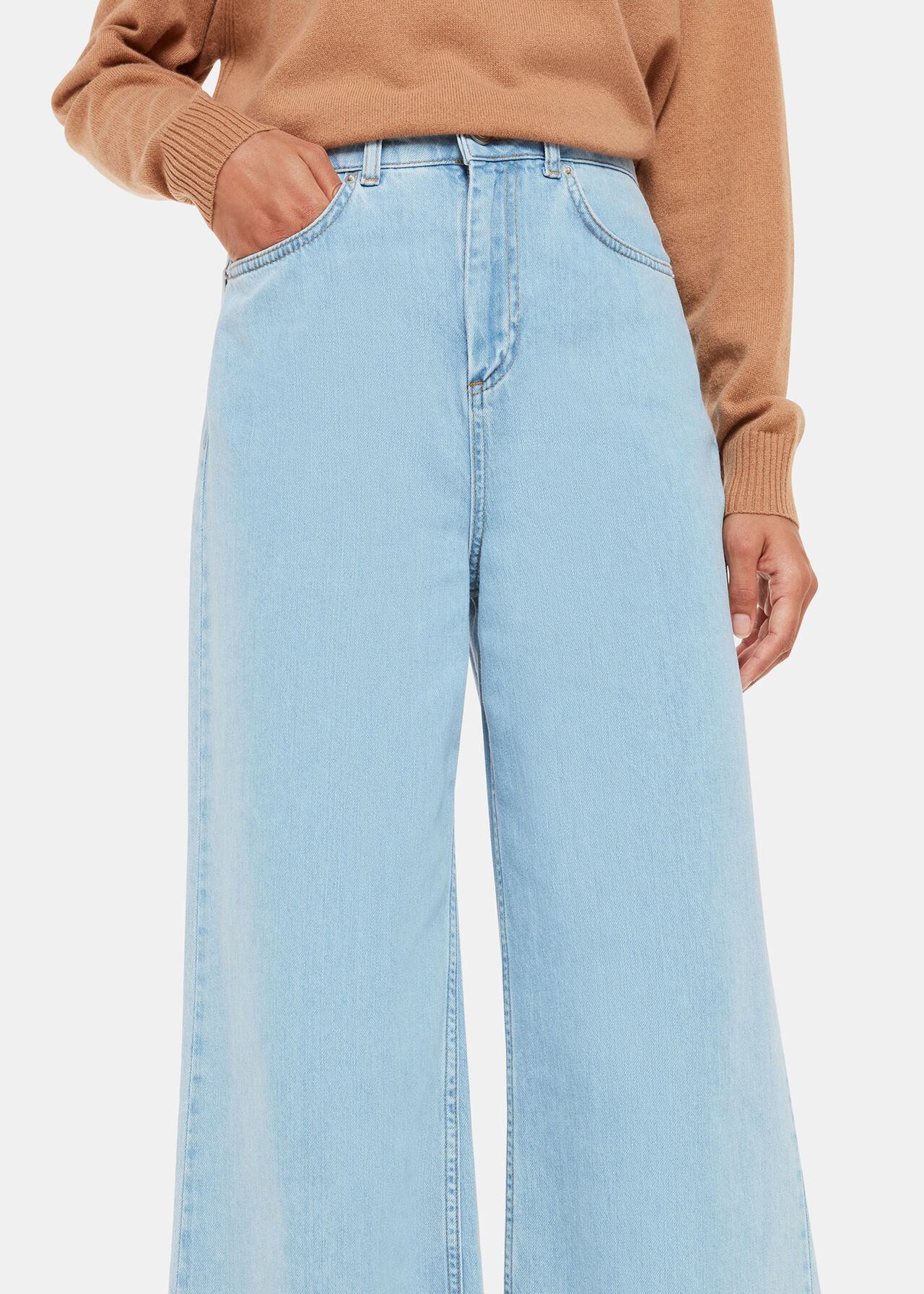Light Wash Wide Leg Cropped Jean | WHISTLES