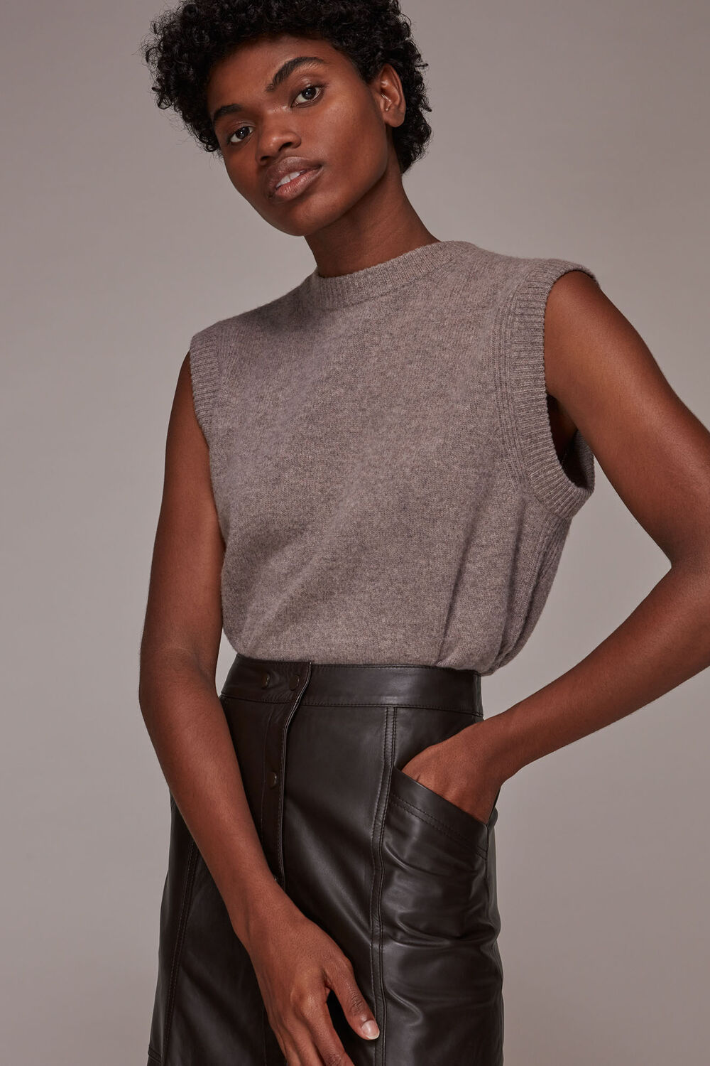 Lydia Leather Button Skirt