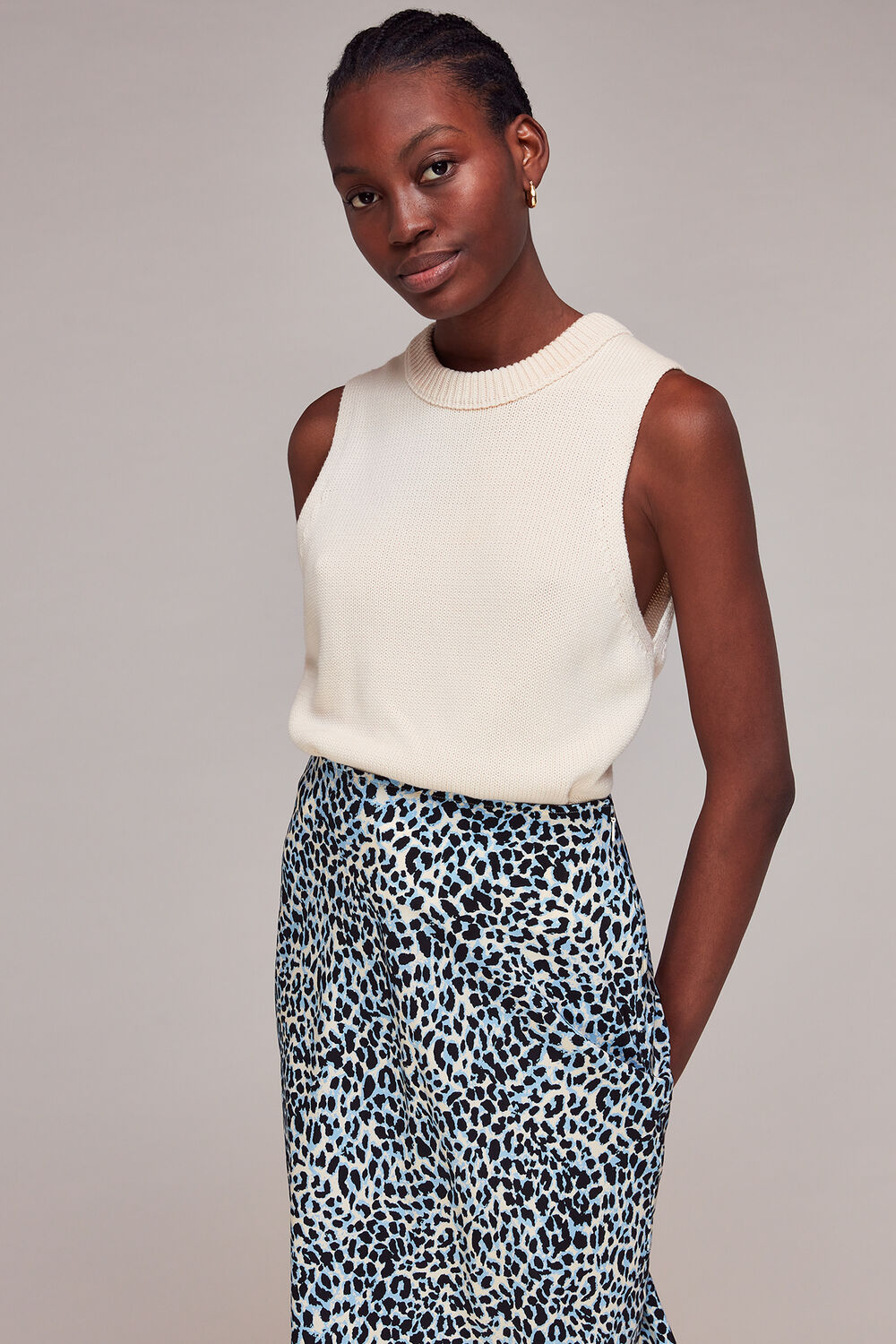 Abstract Cheetah Silk Skirt