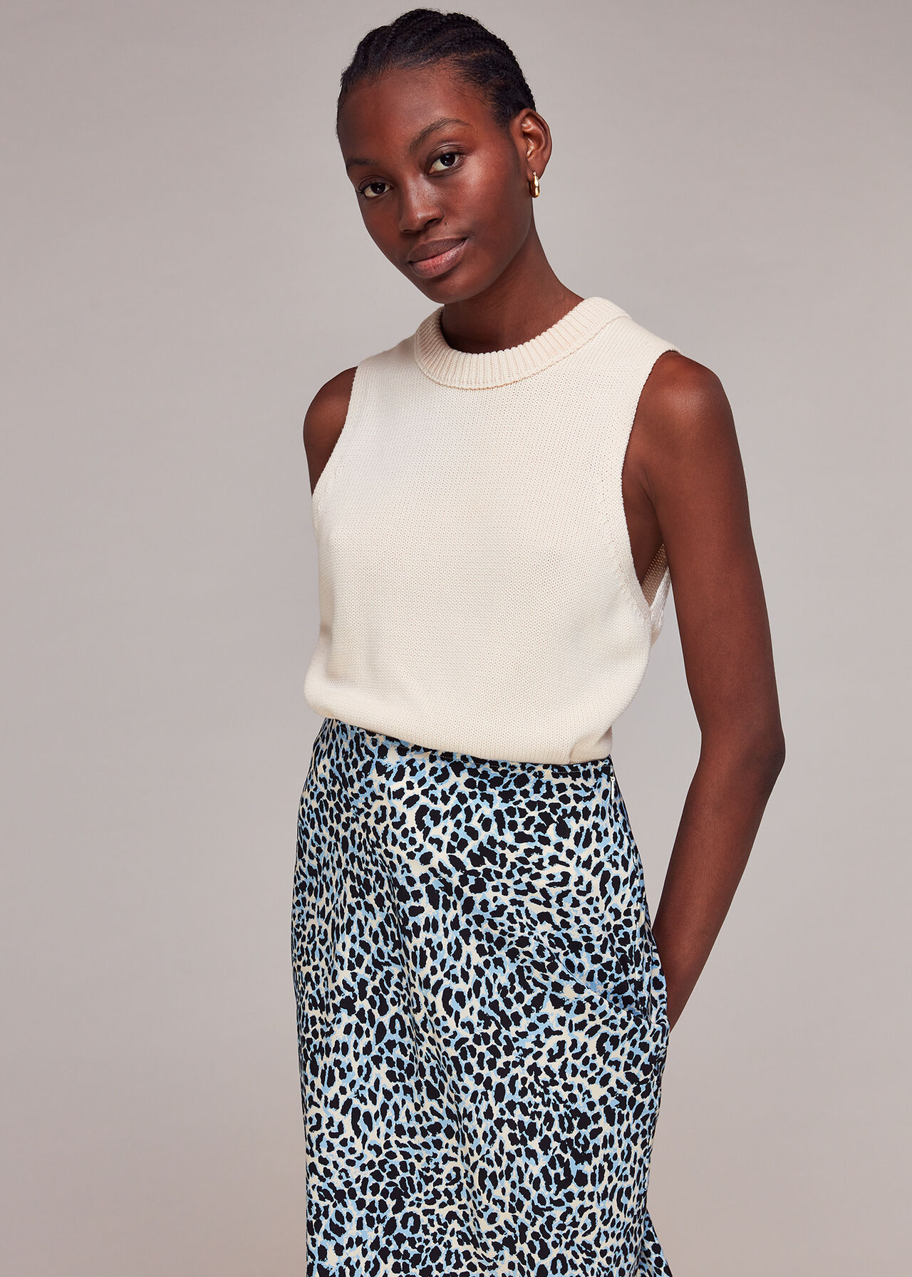 Abstract Cheetah Silk Skirt