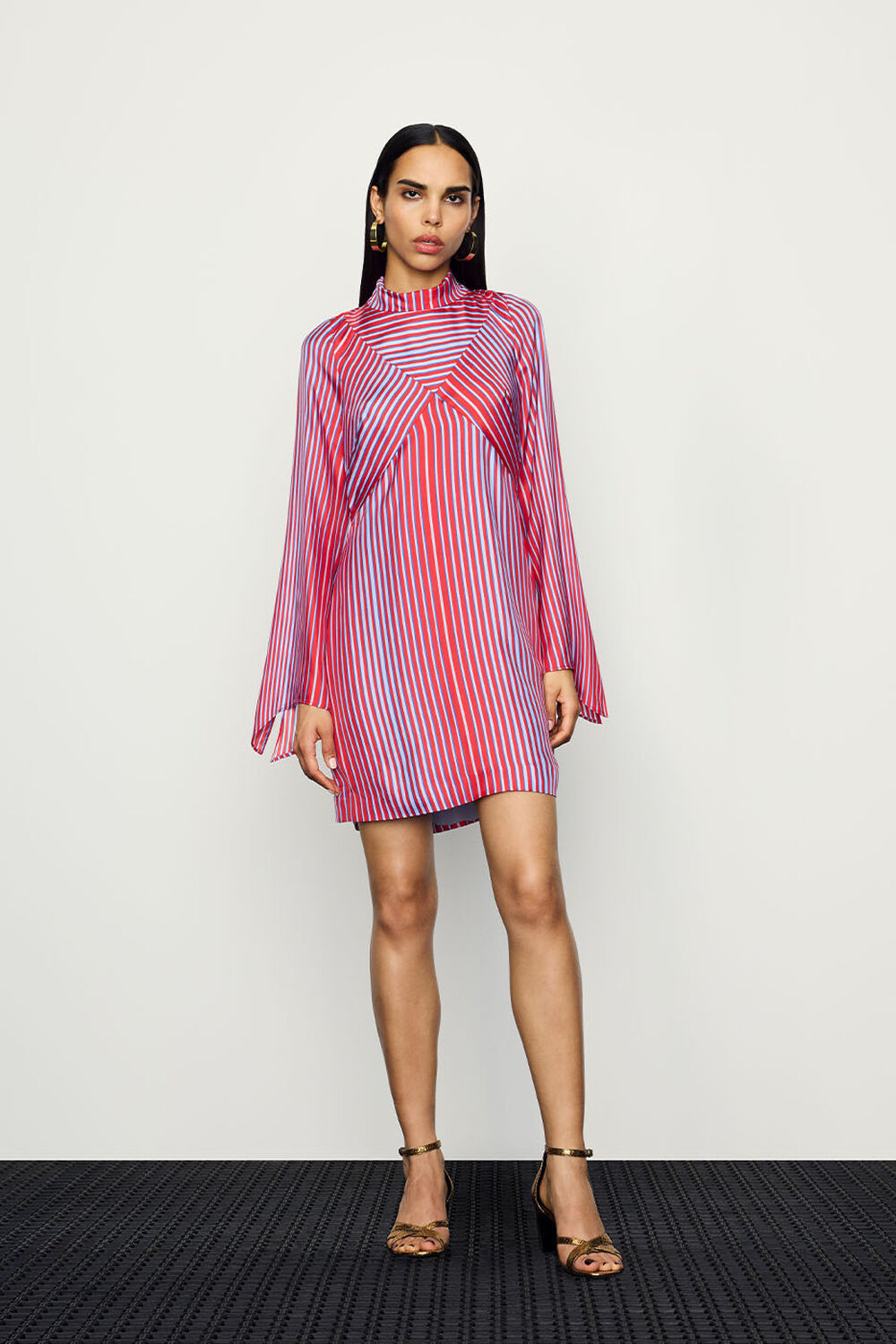 Multicolour Tangle Stripe Silk Mix Dress