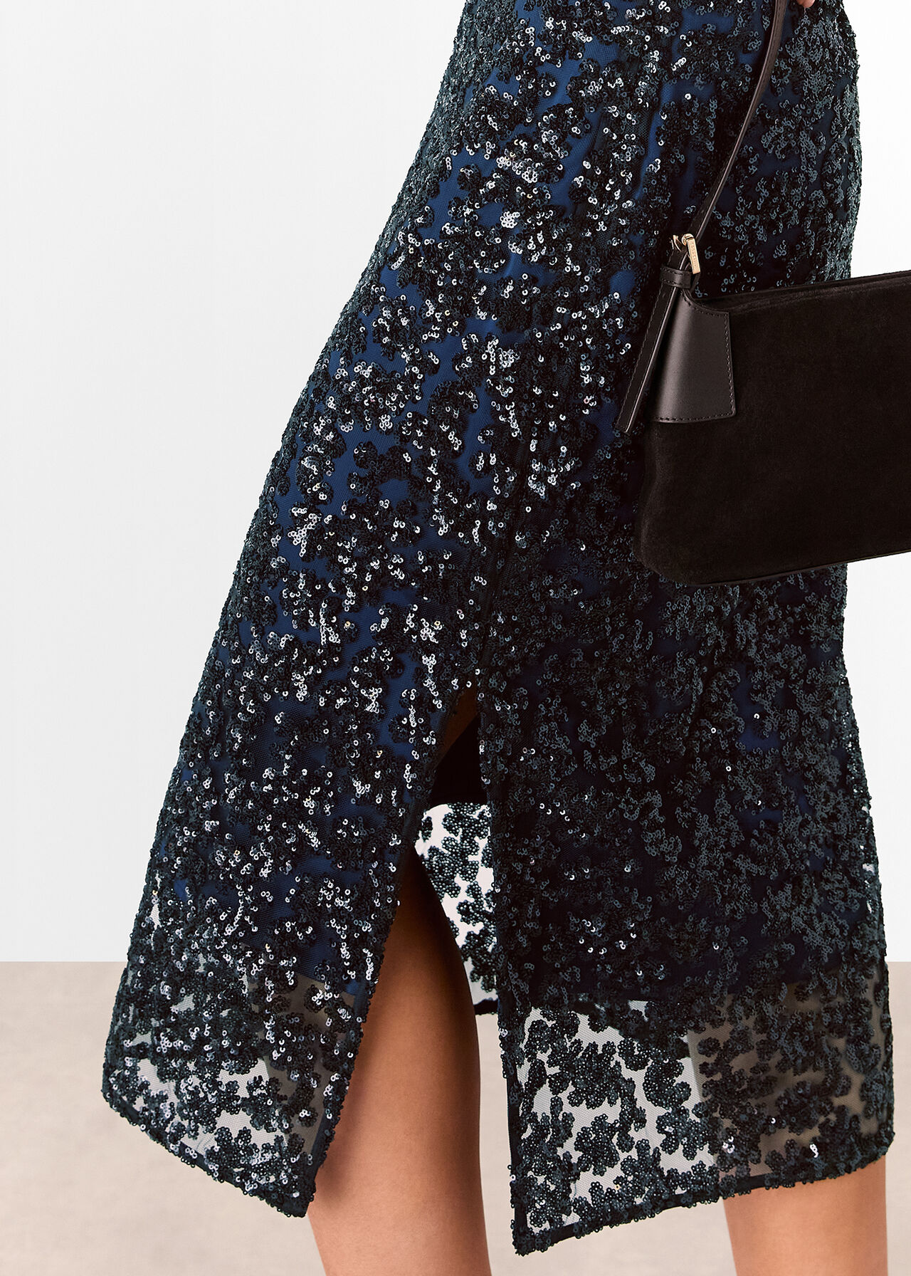 Floral Sequin Midi Skirt