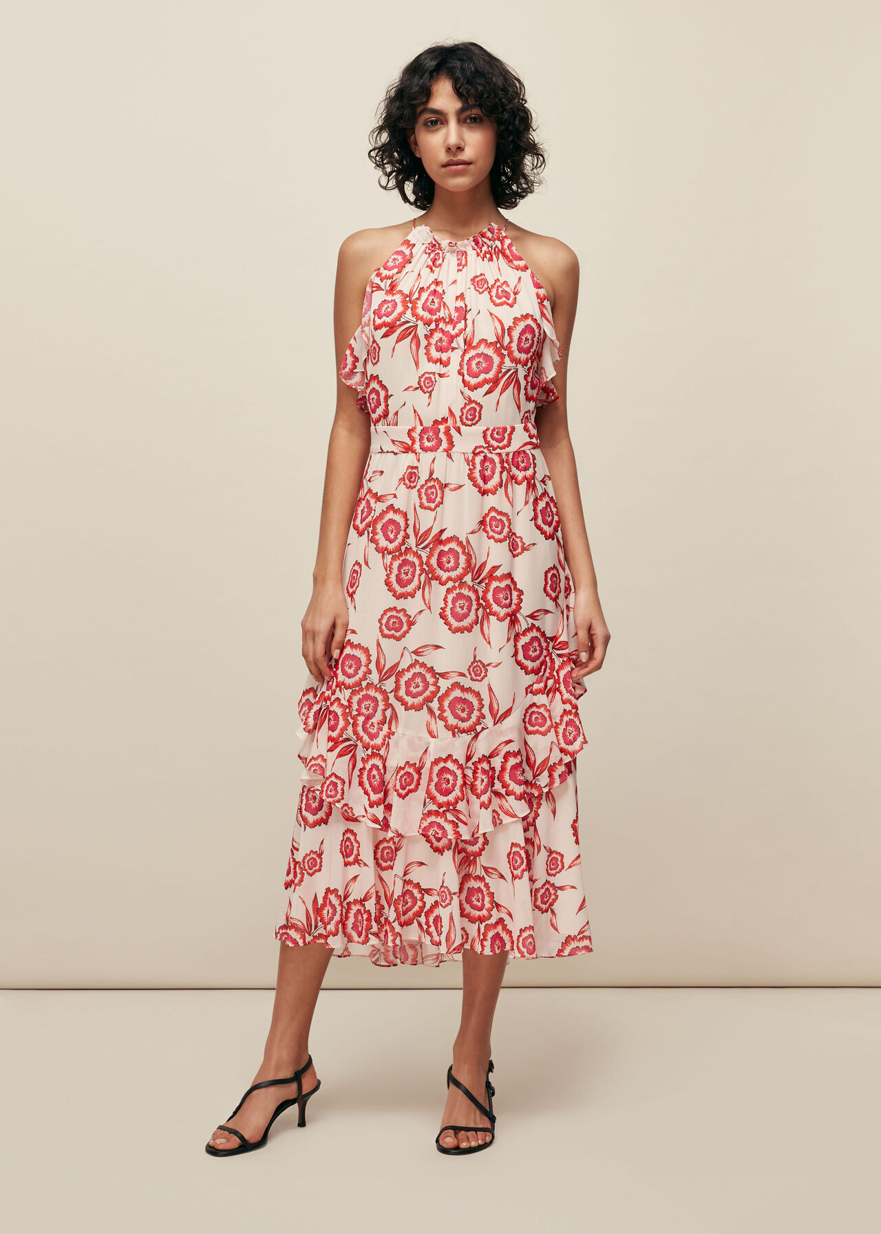 Devina Diagonal Floral Dress Pink/Multi