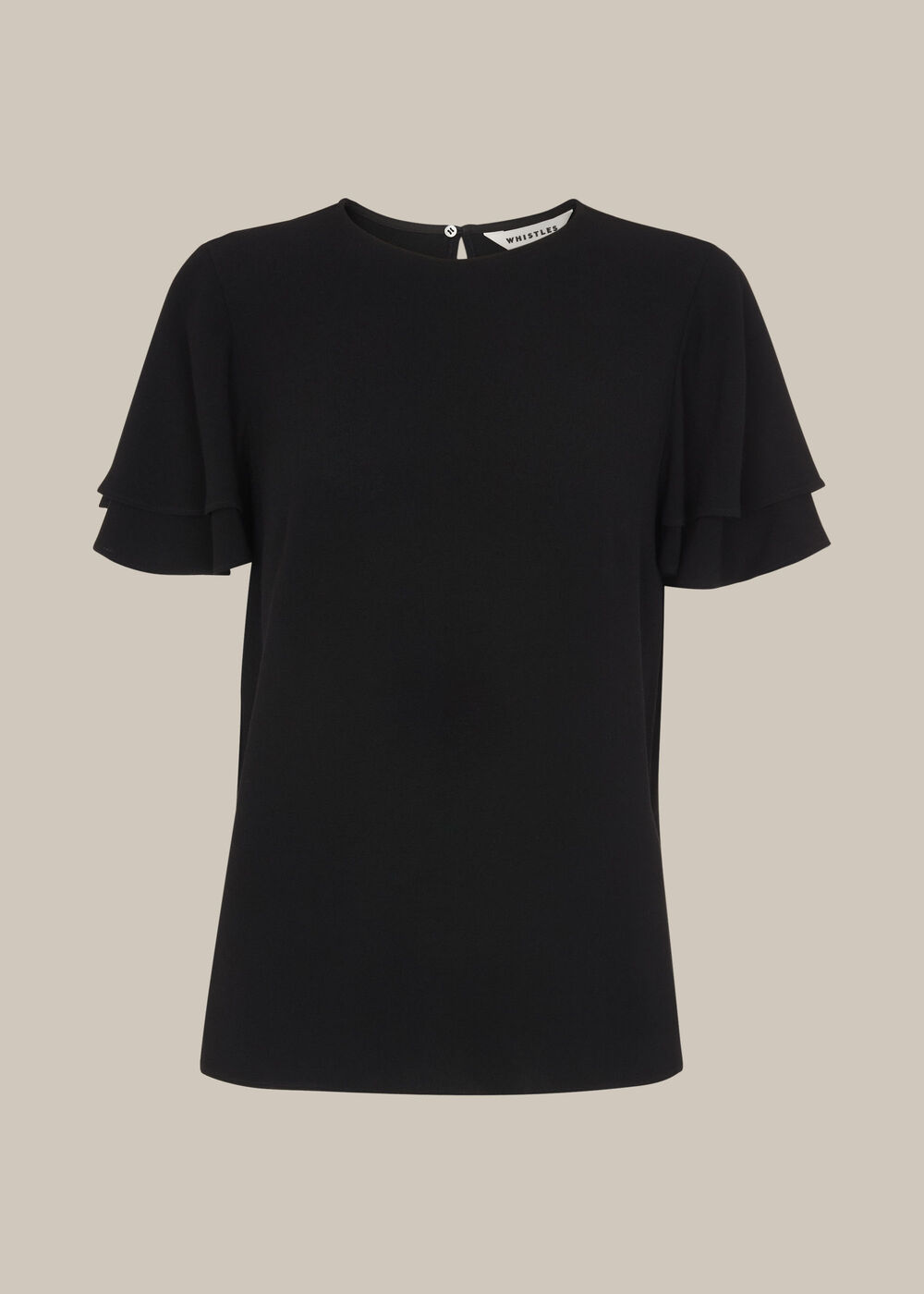 Frill Sleeve Shell Top Black