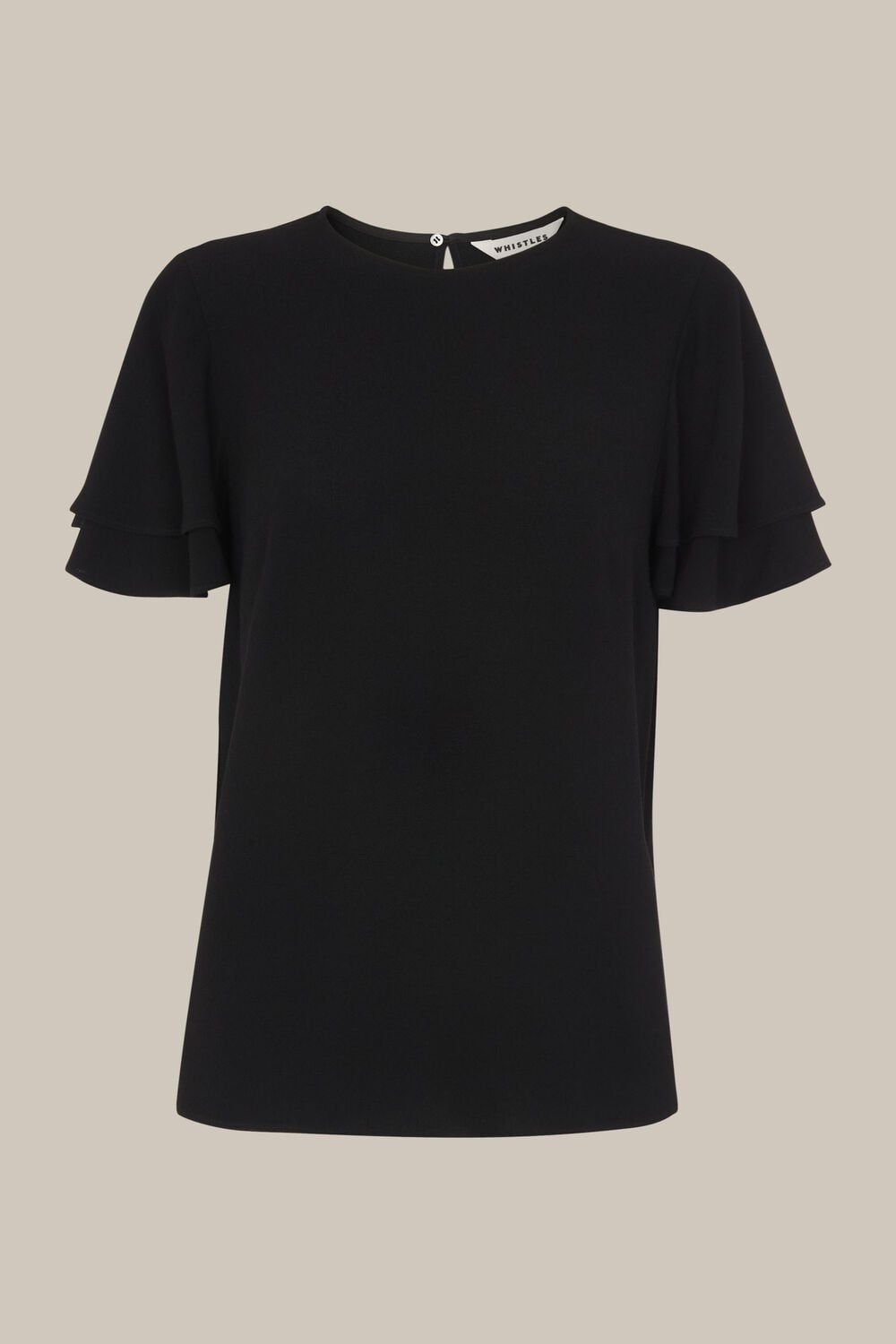 Frill Sleeve Shell Top Black