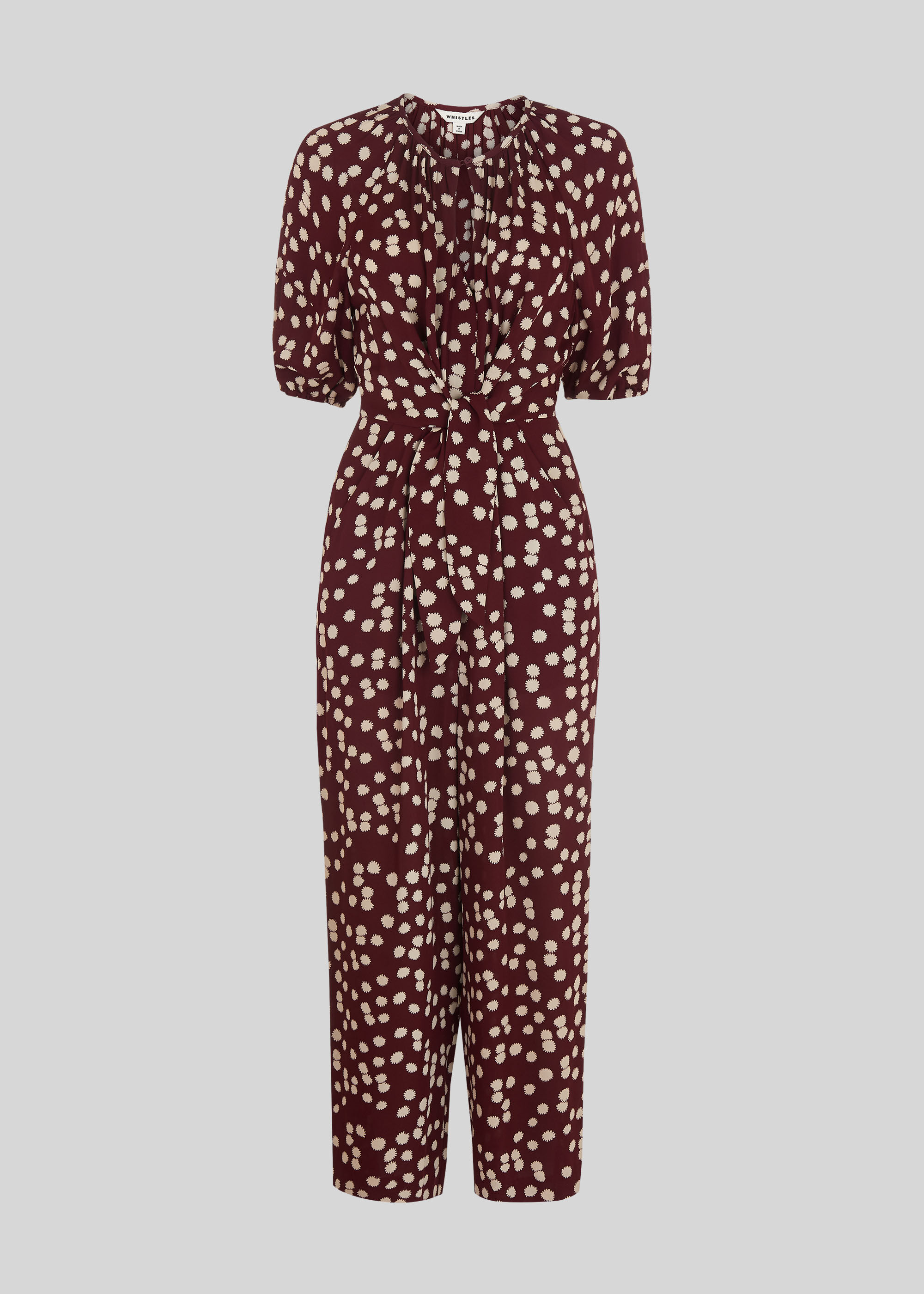 Burgundy Illustrated Flower Jumpsuit WHISTLES Whistles UK