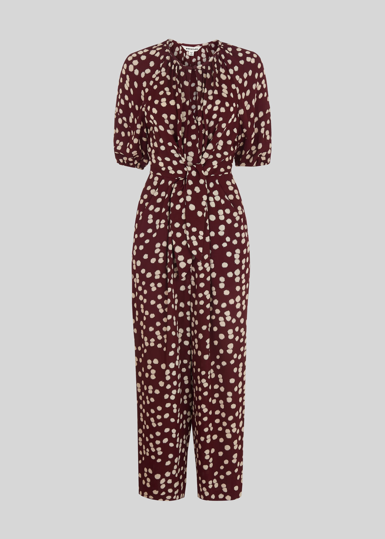 Illustrated Flower Jumpsuit Burgundy