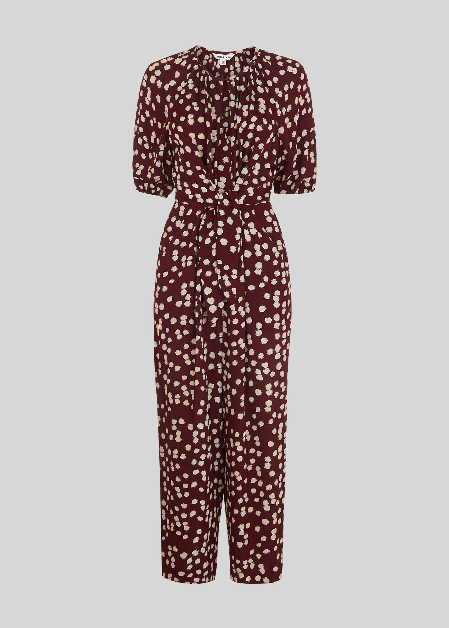 Burgundy Illustrated Flower Jumpsuit WHISTLES Whistles US