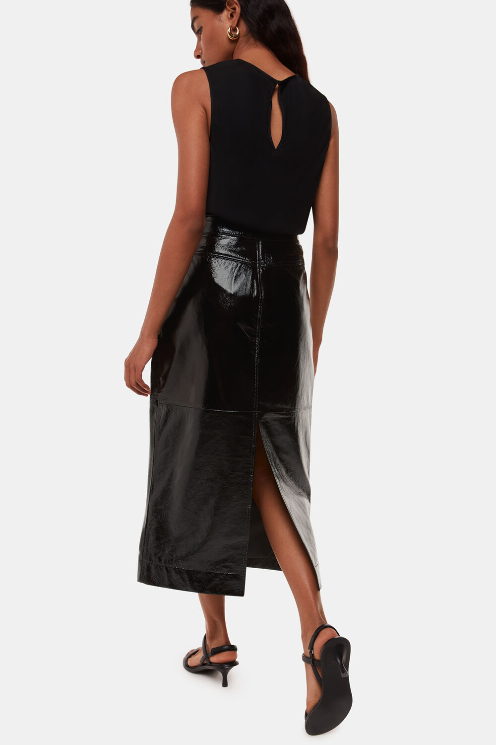 Black Petite Rachel Patent Leather Skirt