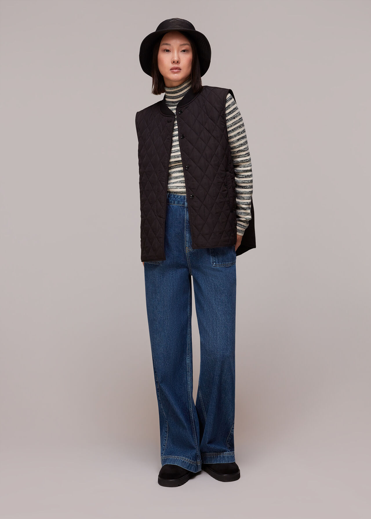 Stripe Polo Neck Knit