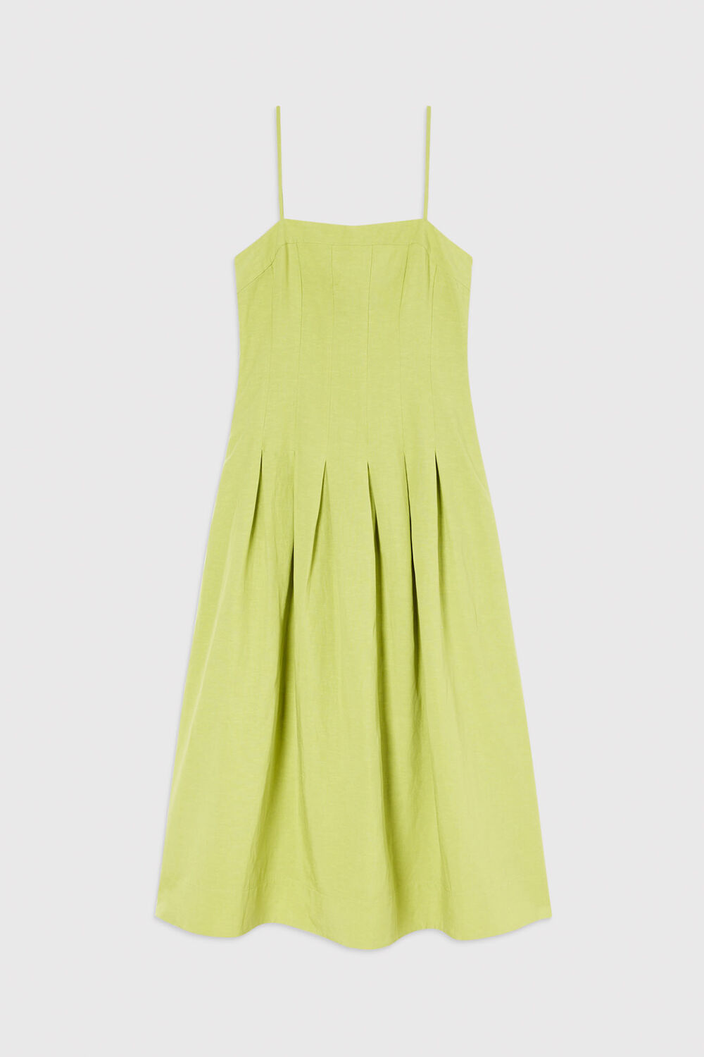 Linen Blend Waisted Midi Dress