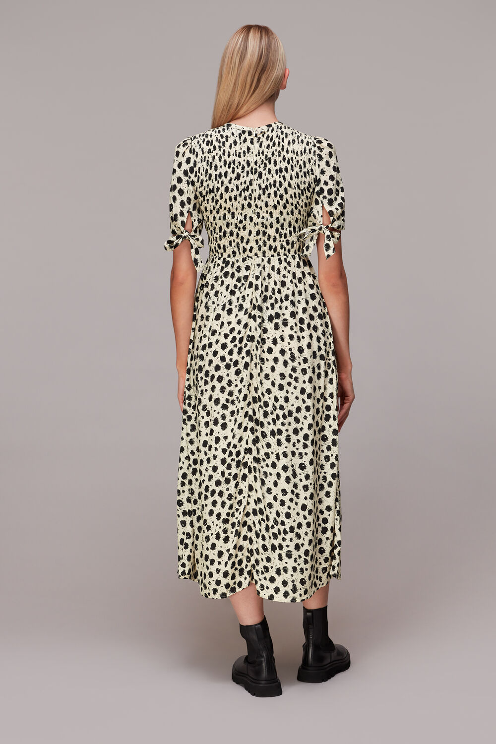 Dalmatian Shirred Midi Dress