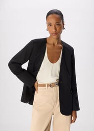 Petite Collarless Linen Blazer
