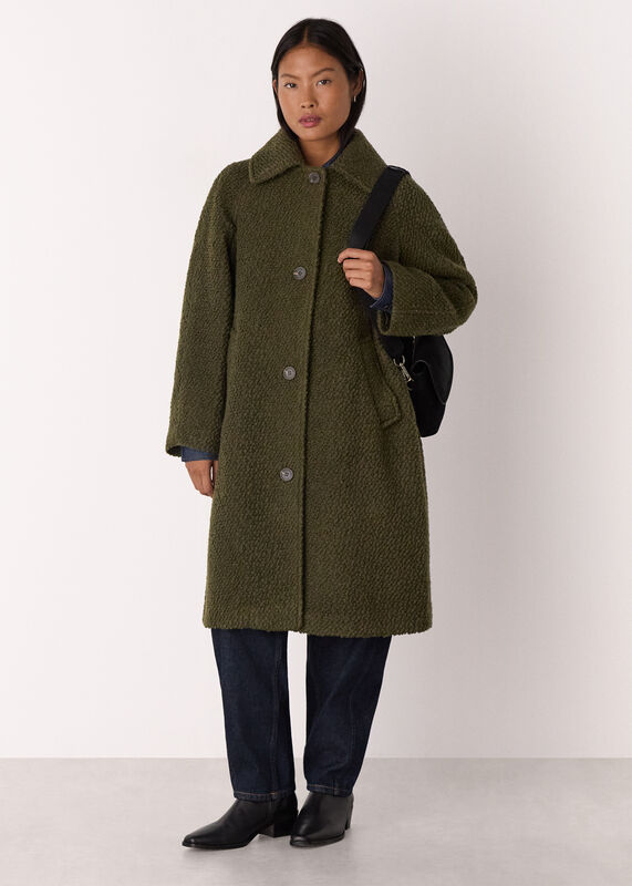 Khaki Petite Romy Boucle Coat