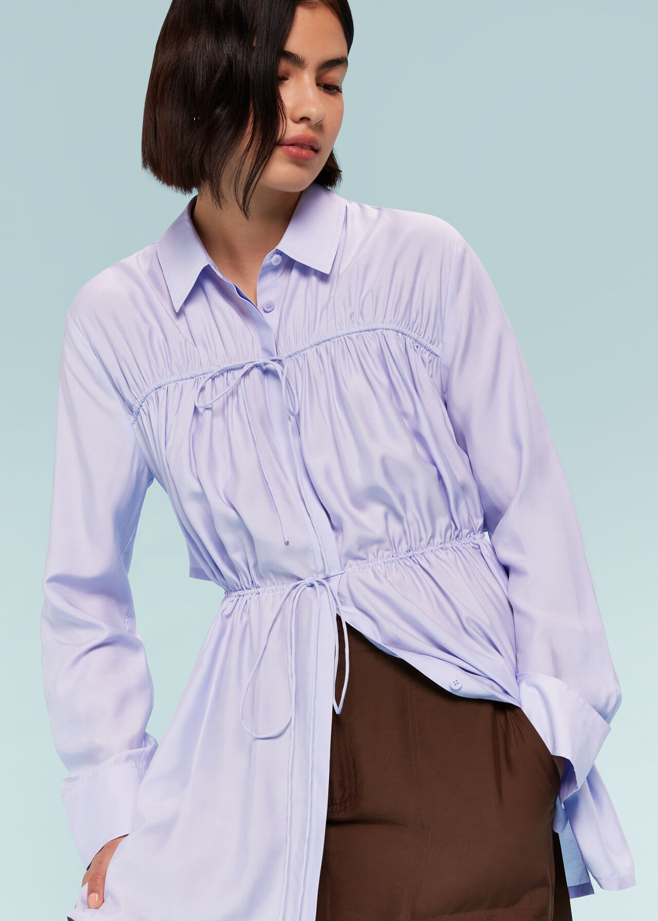 Drawcord Cut Out Back Shirt