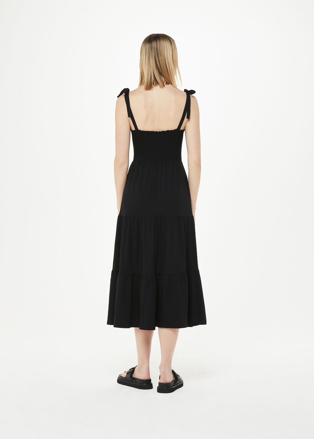 Smocked Tiered Jersey Dress