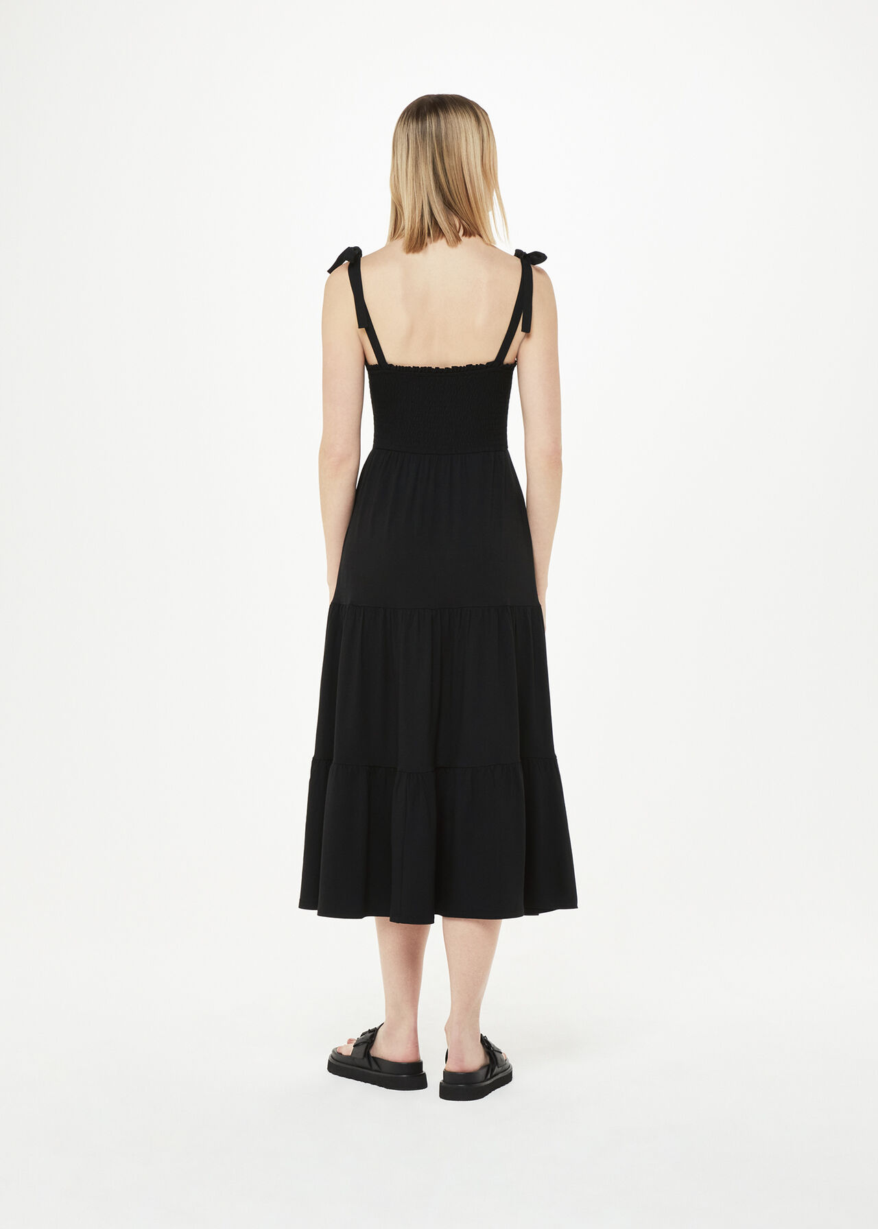 Smocked Tiered Jersey Dress