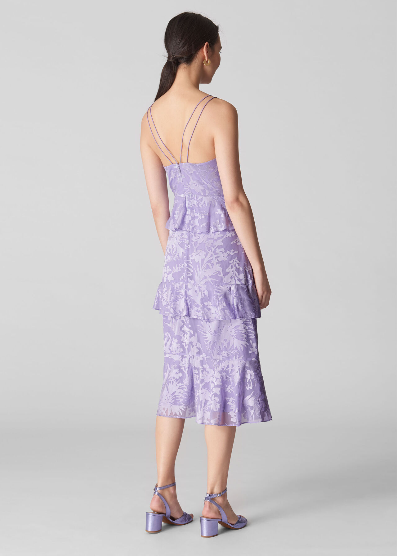 Luisa Satin Devore Dress Lilac
