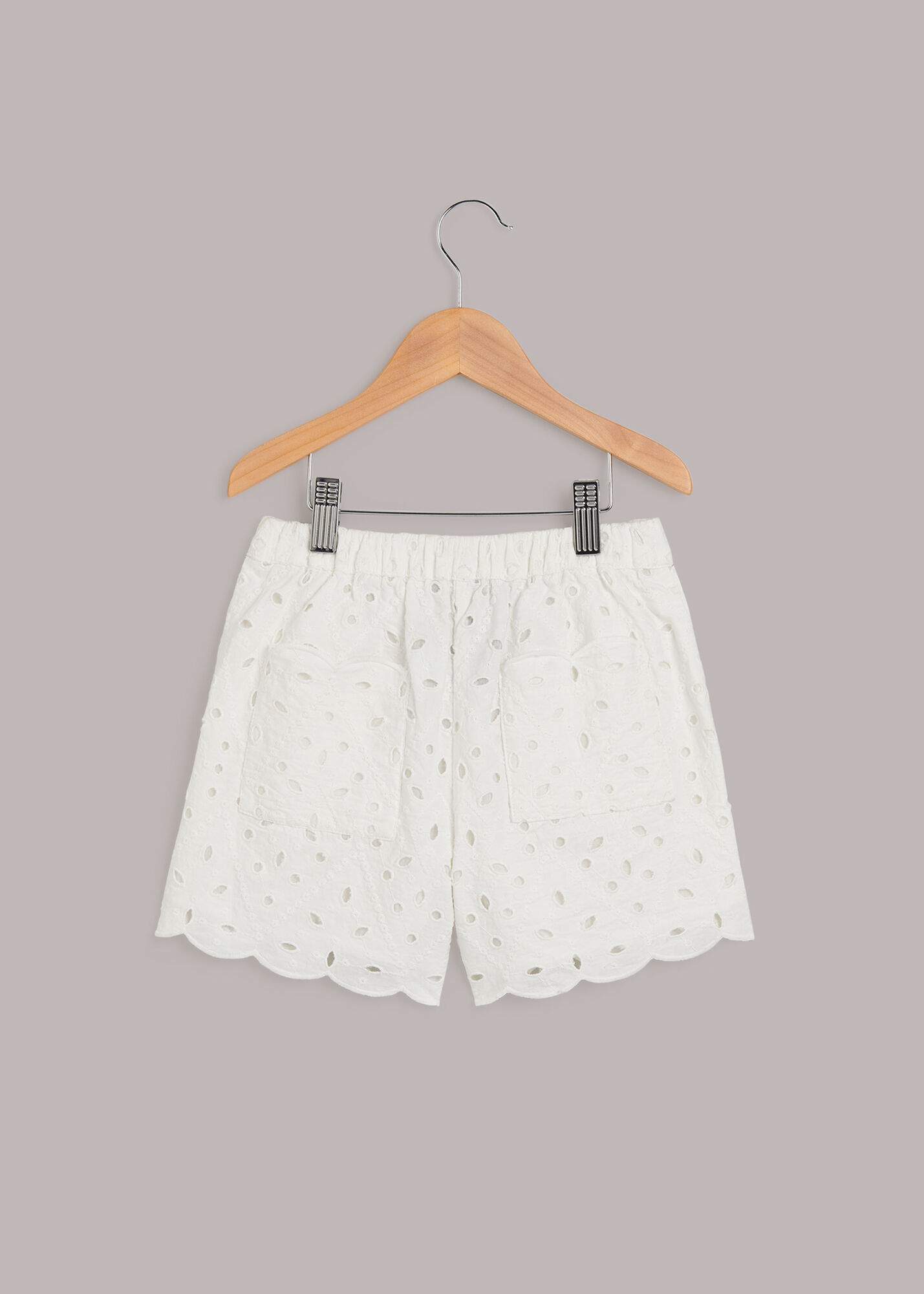 White broderie shorts online